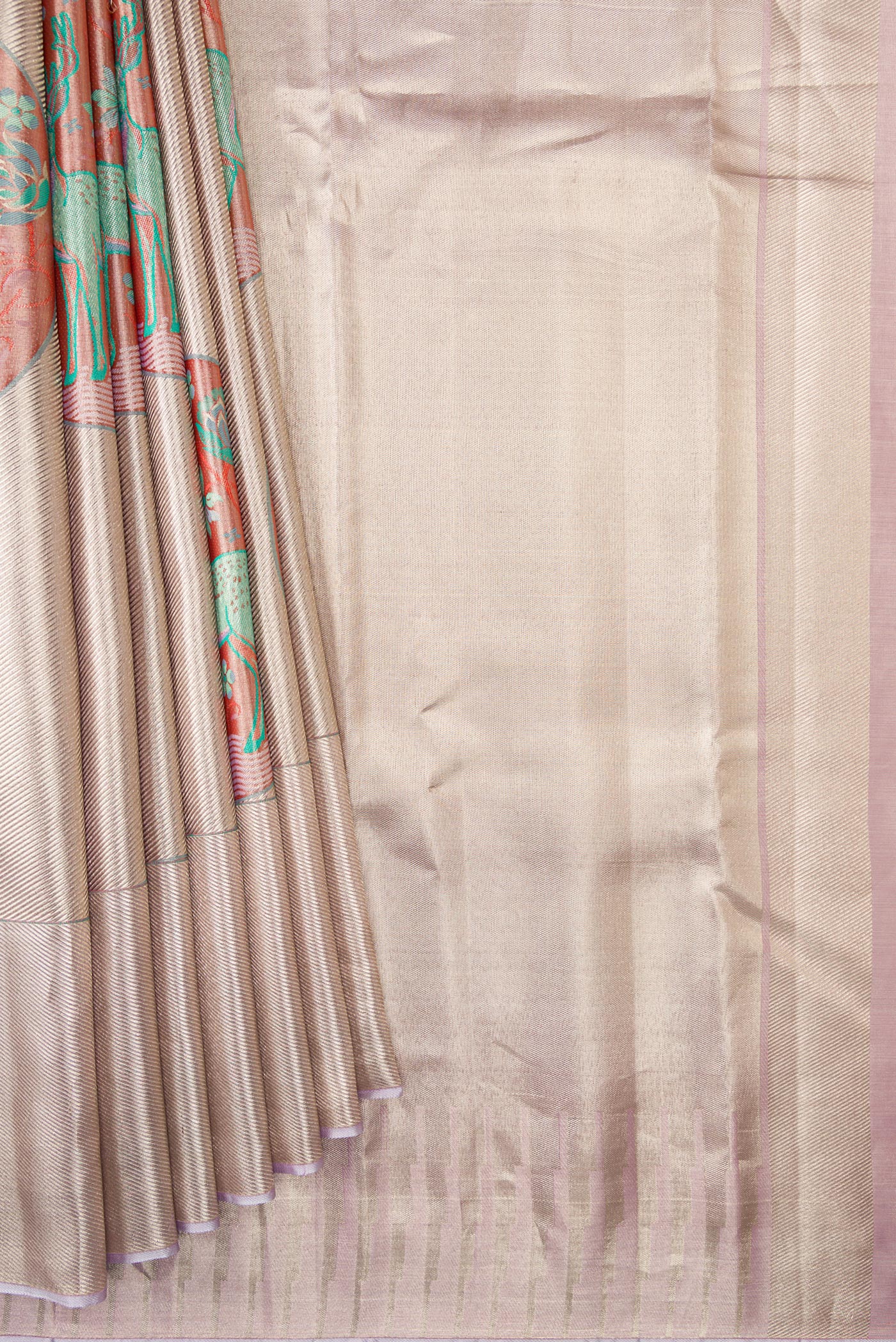 Lavender Dual Tone Kanjivaram Tissue Silk Saree - Image 4
