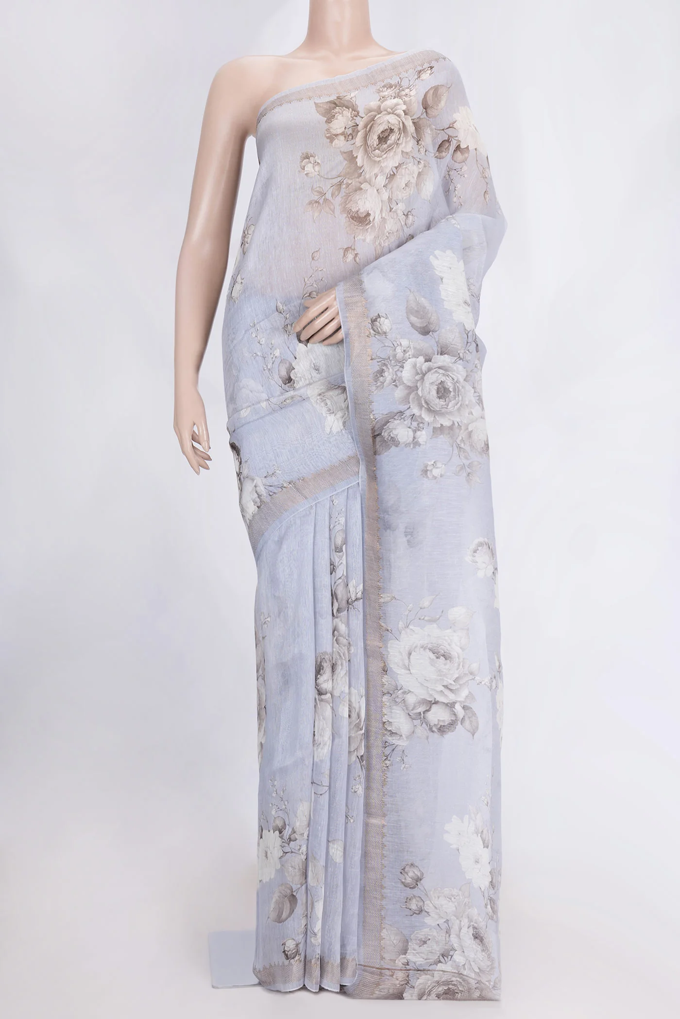 Lilac Linen Saree