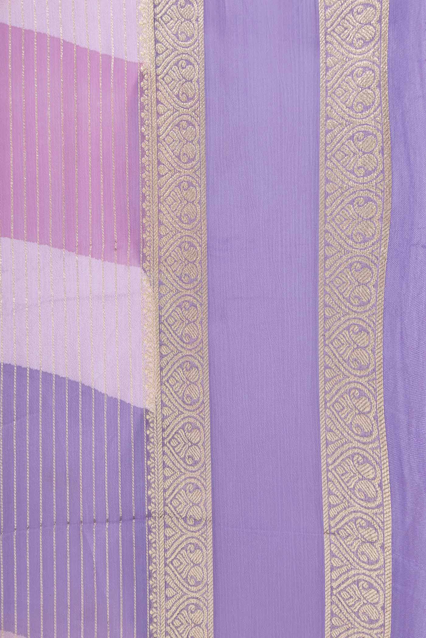 Lavender Dual Tone Mysore Georgette Saree - Image 2