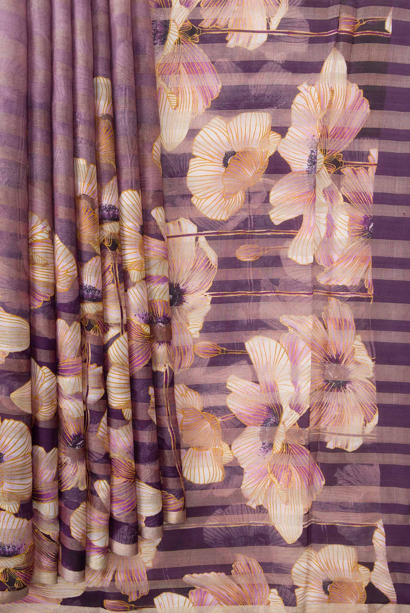 Lavender Dual Tone Mysore Georgette Saree - Image 4
