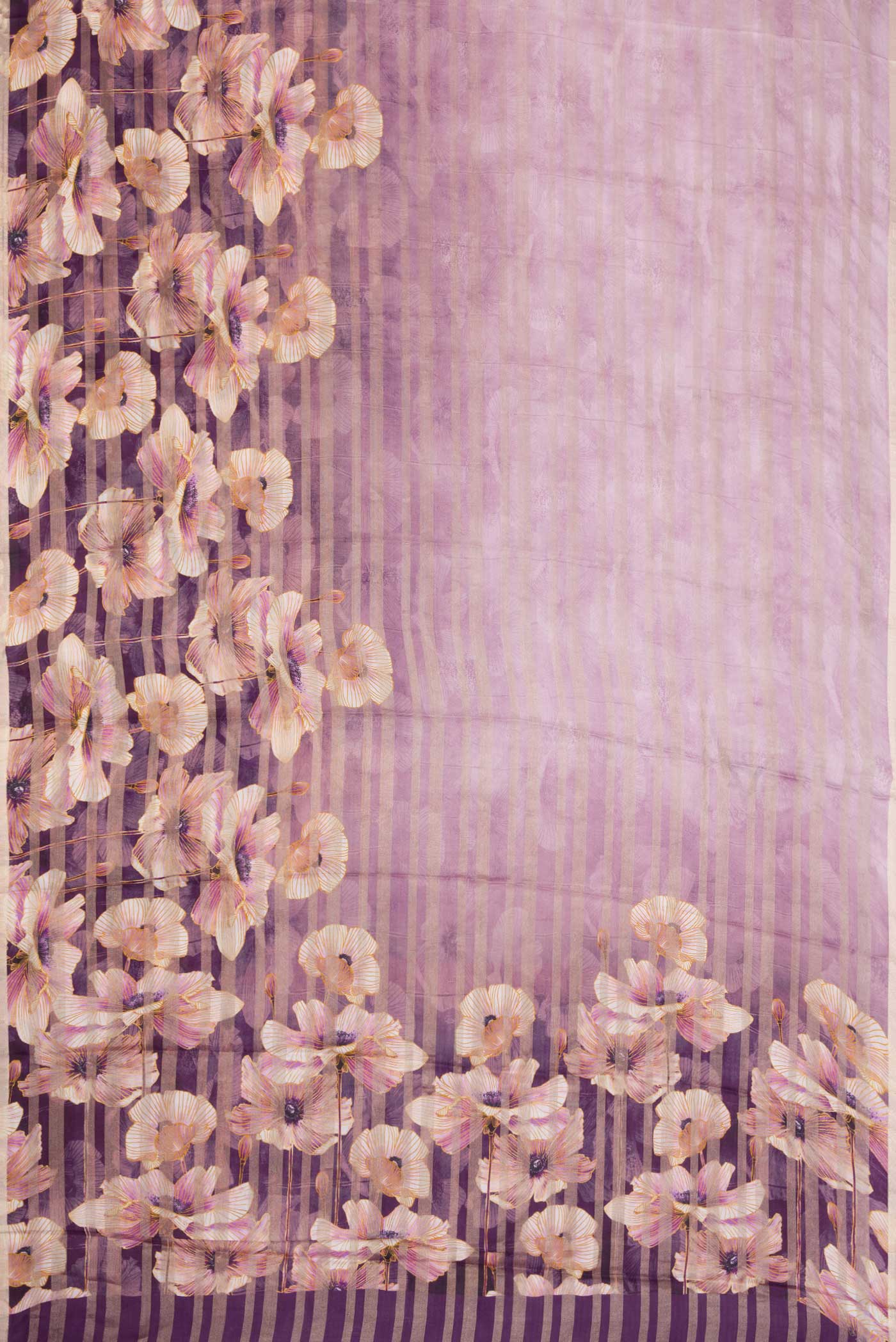 Lavender Dual Tone Mysore Georgette Saree - Image 6