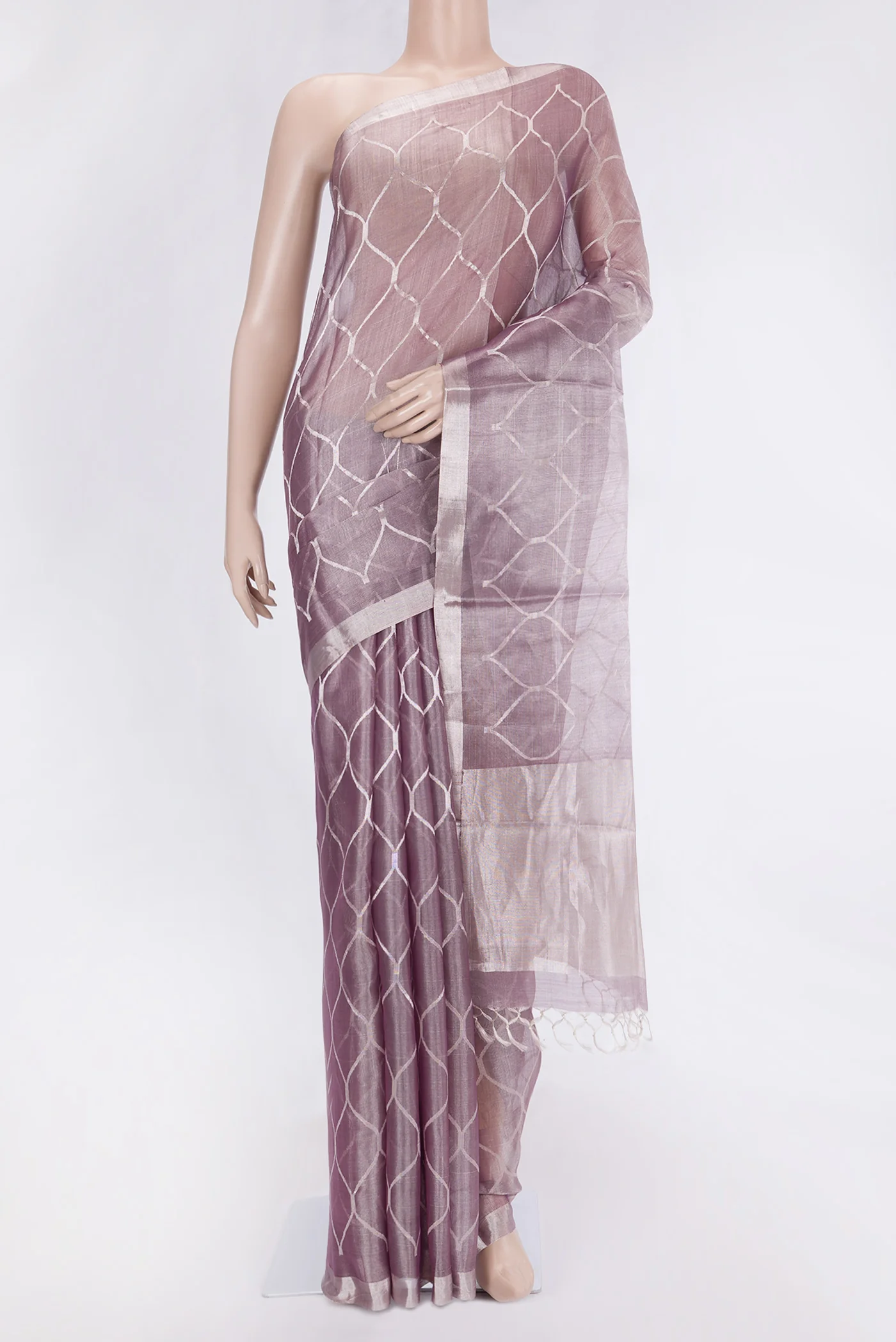 Lavender Dual Tone Chanderi Tissue Silk Saree