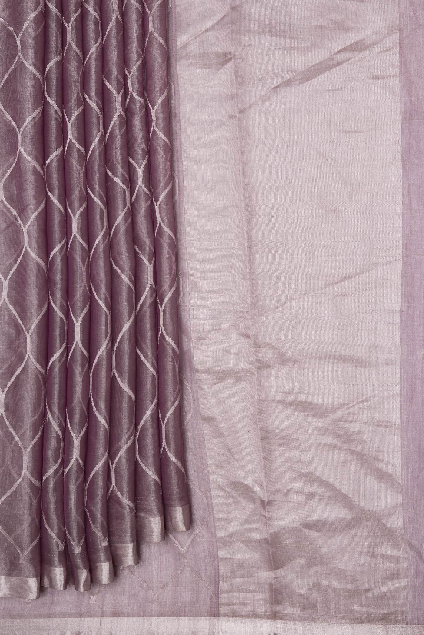 Lavender Dual Tone Chanderi Tissue Silk Saree - Image 4