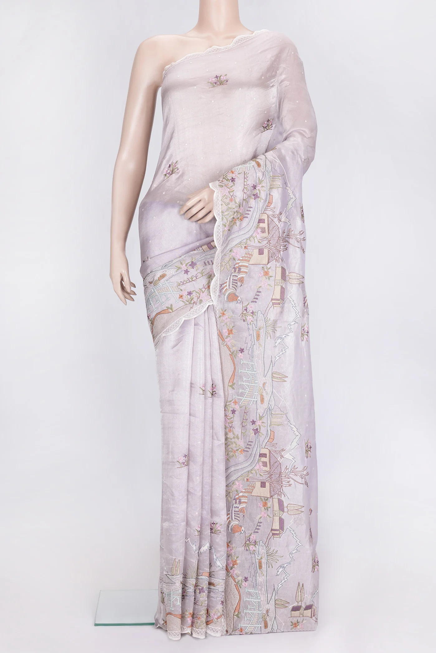 Lavender Organza Silk Saree