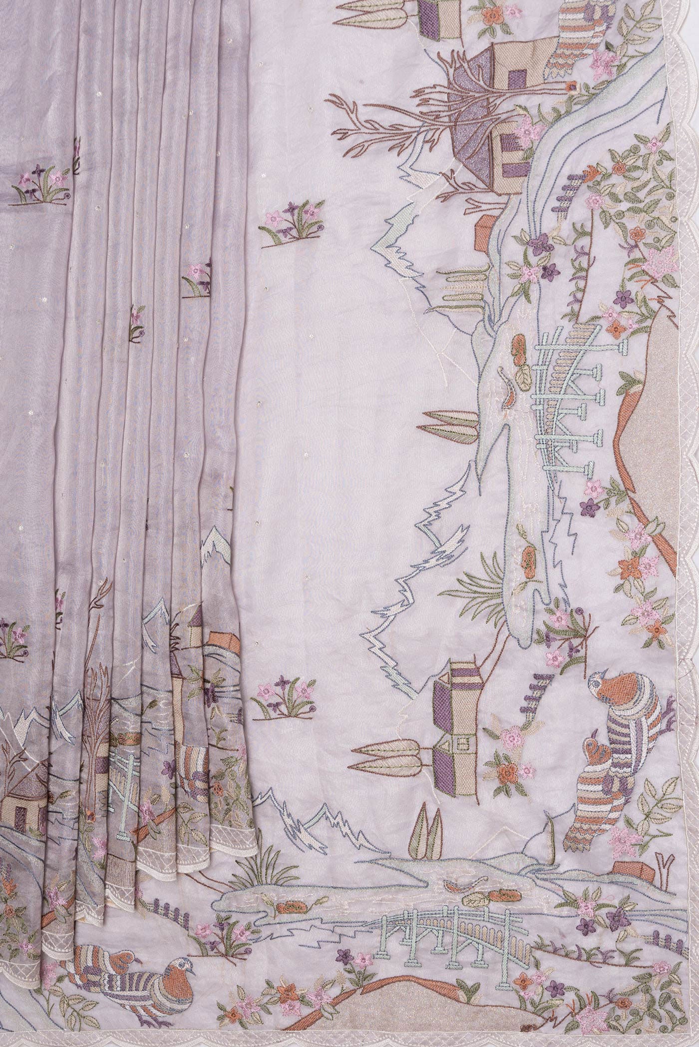 Lavender Organza Silk Saree - Image 4