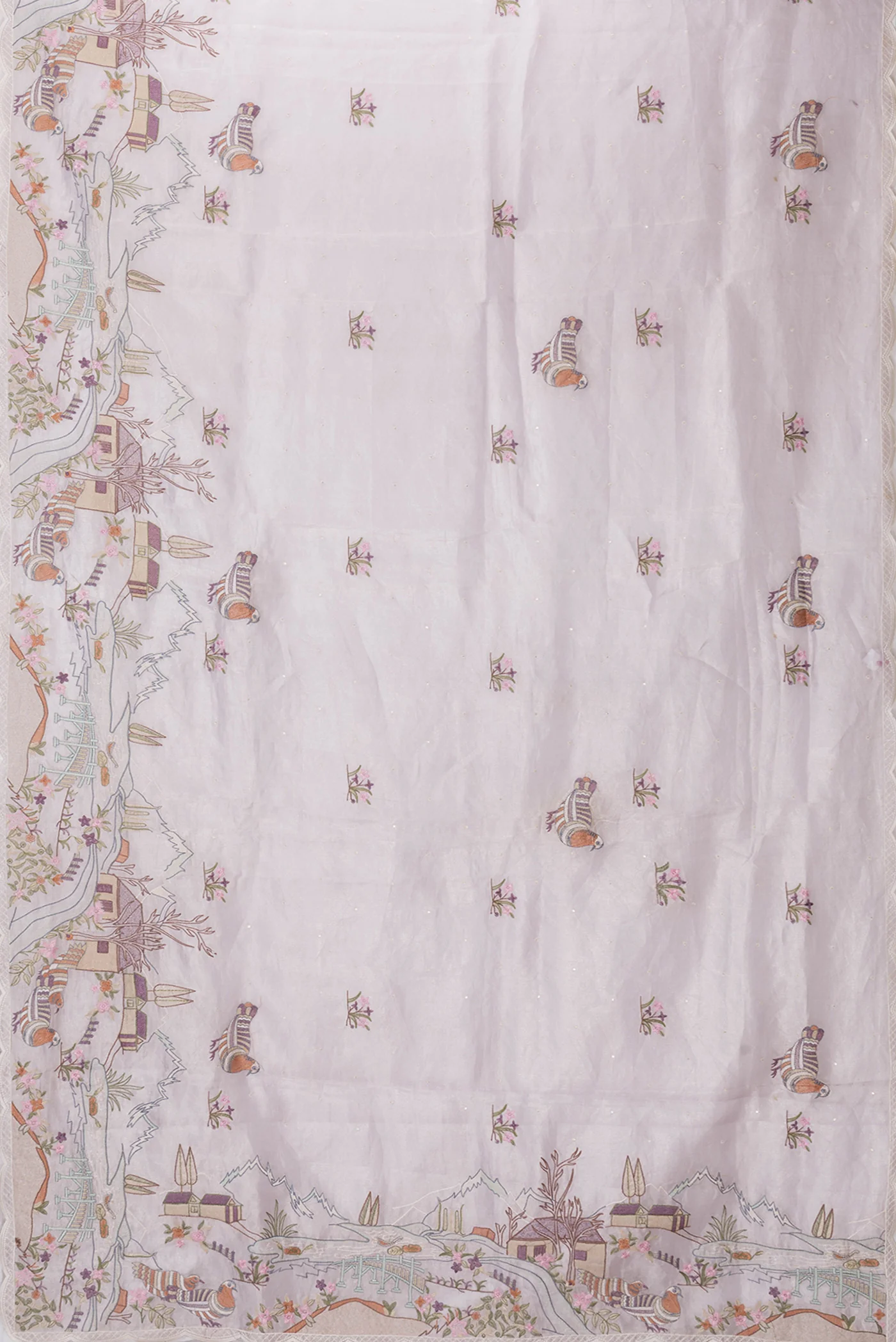 Lavender Organza Silk Saree - Image 6