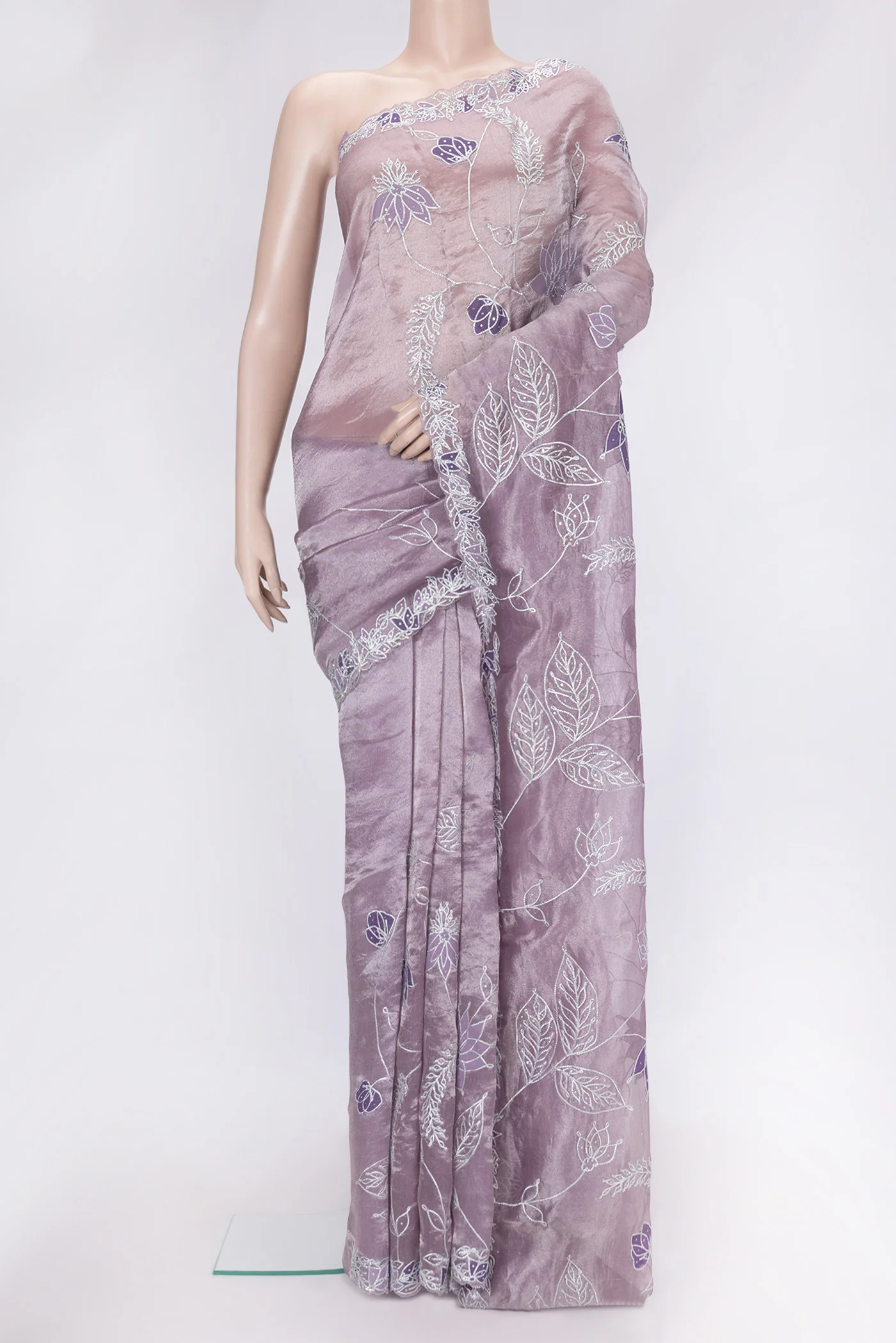 Lavender Organza Silk Saree