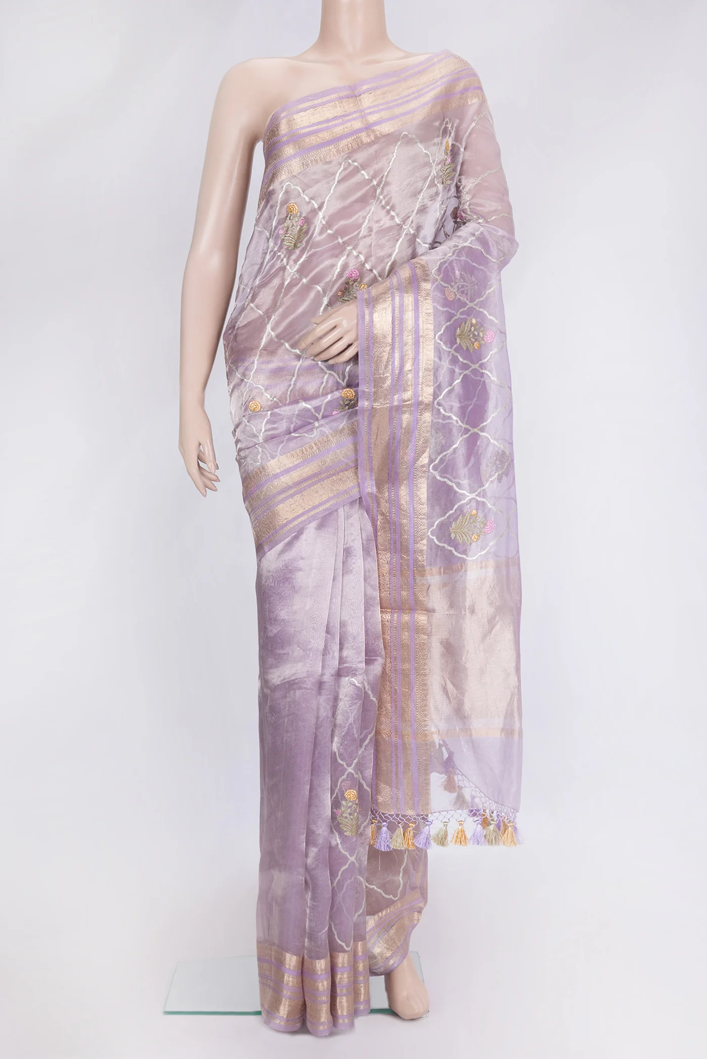 Lavender Organza Silk Saree