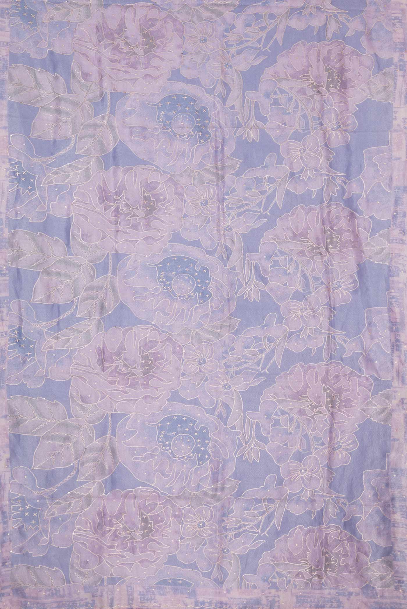 Lavender Dual Tone Organza Silk Saree - Image 6