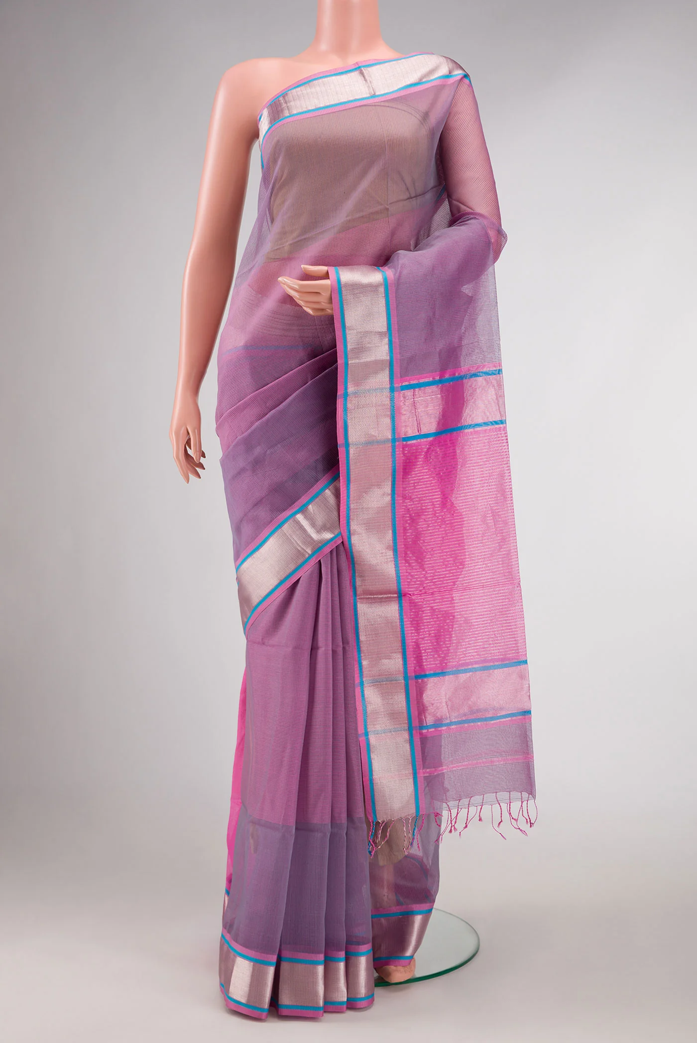 Lavender Maheshwari Silk Cotton Saree