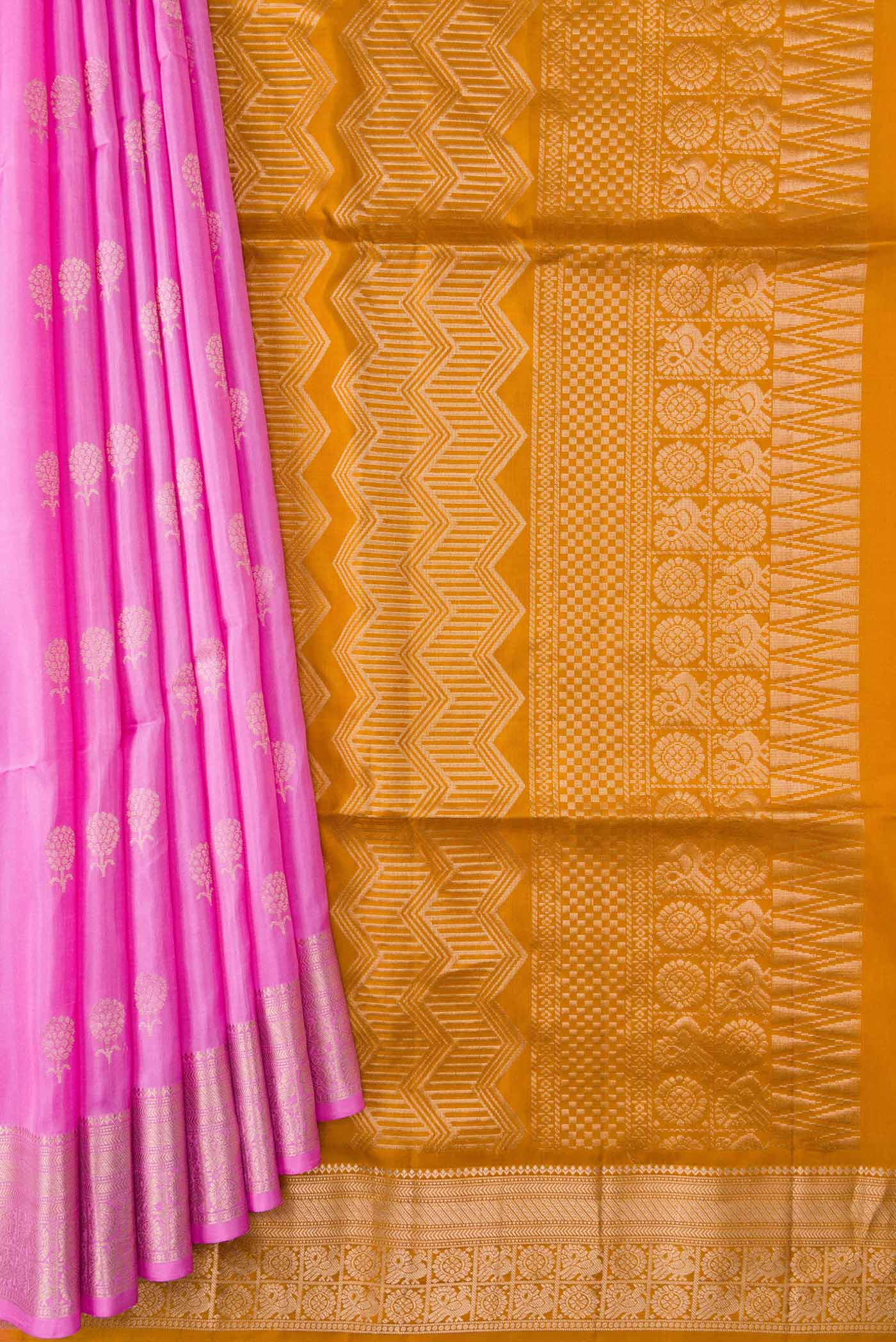 Rose pink Soft Silk Saree - Image 4