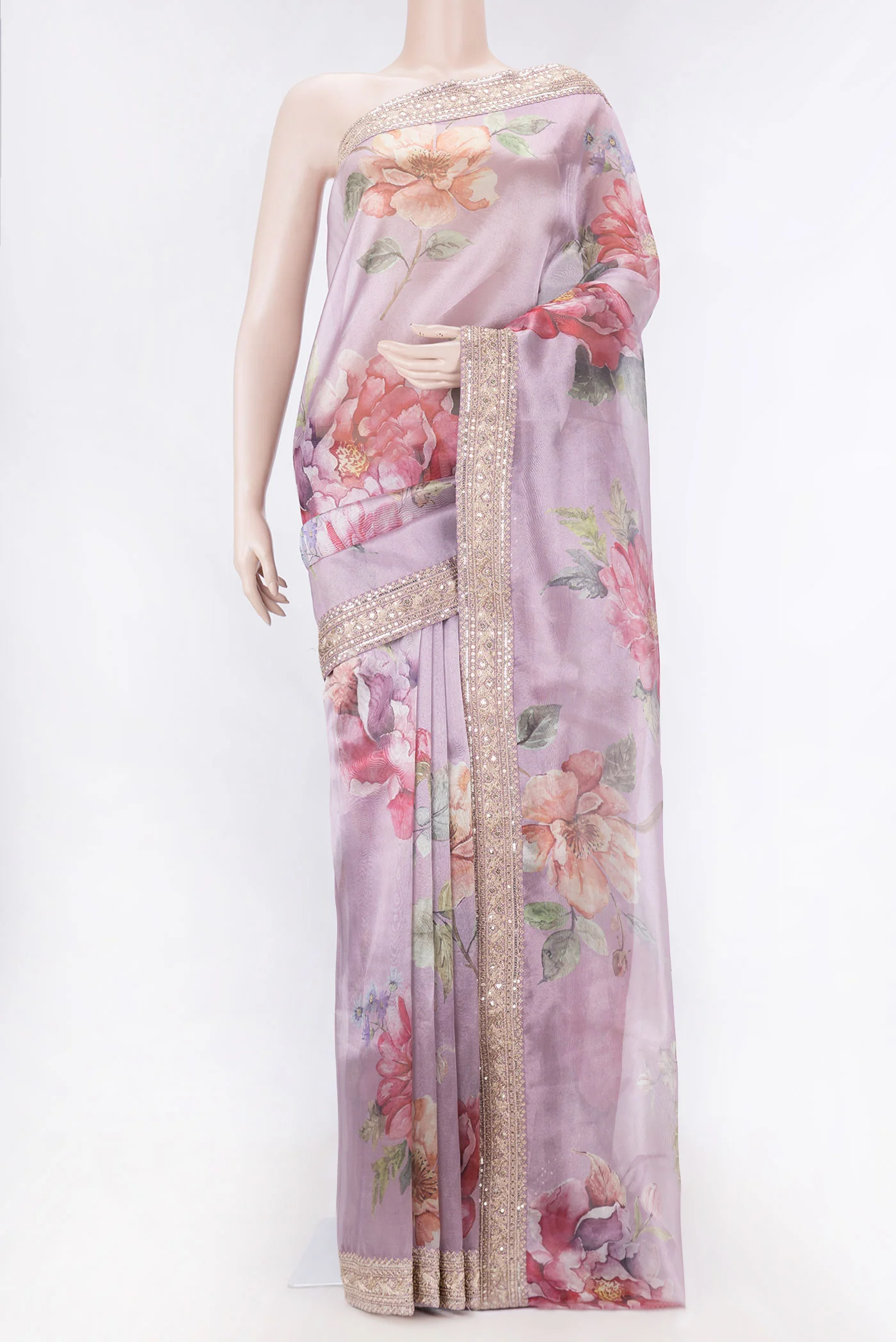Lavender Dual Tone Tissue Silk Saree