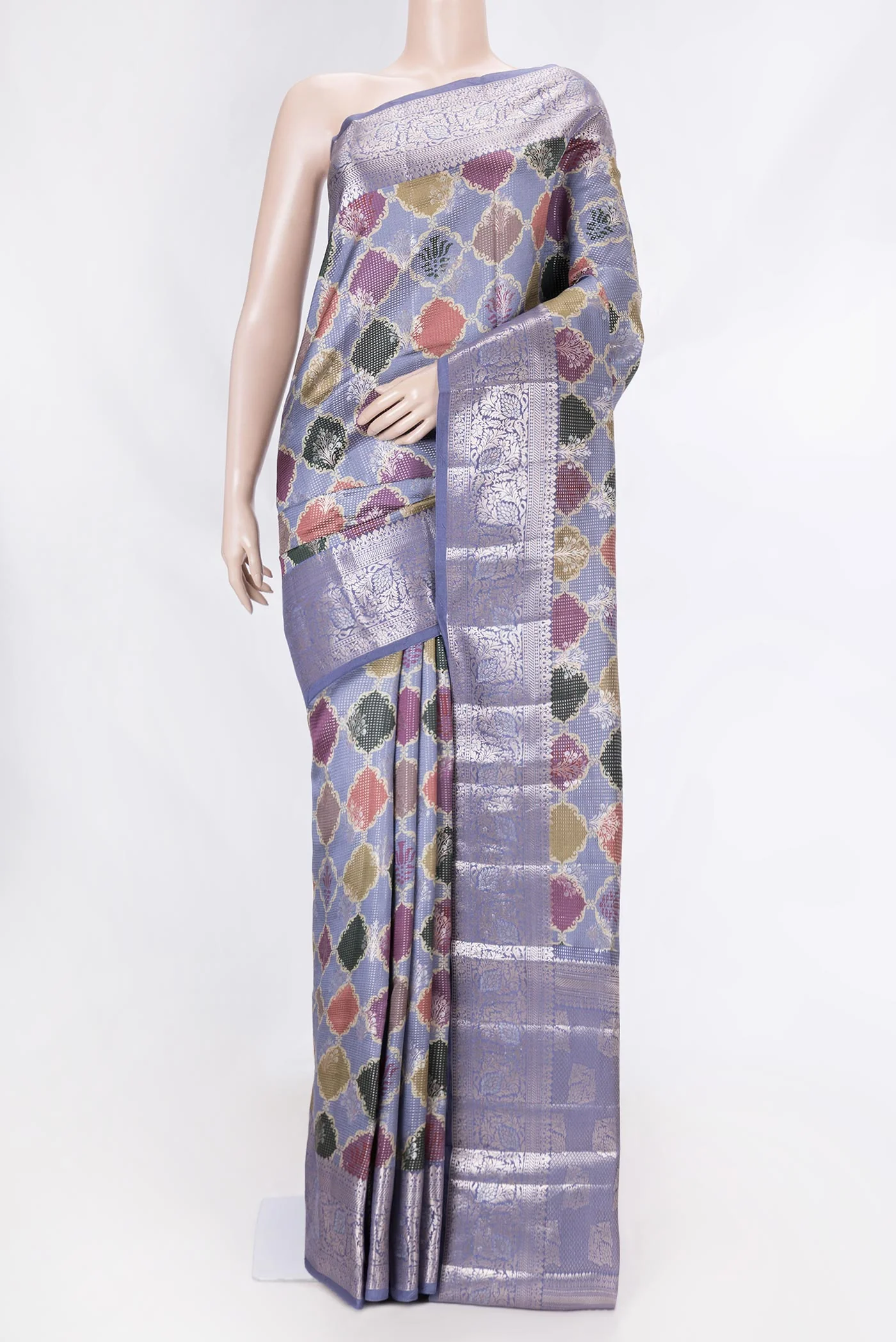 Lilac Banarasi Raw Silk Saree