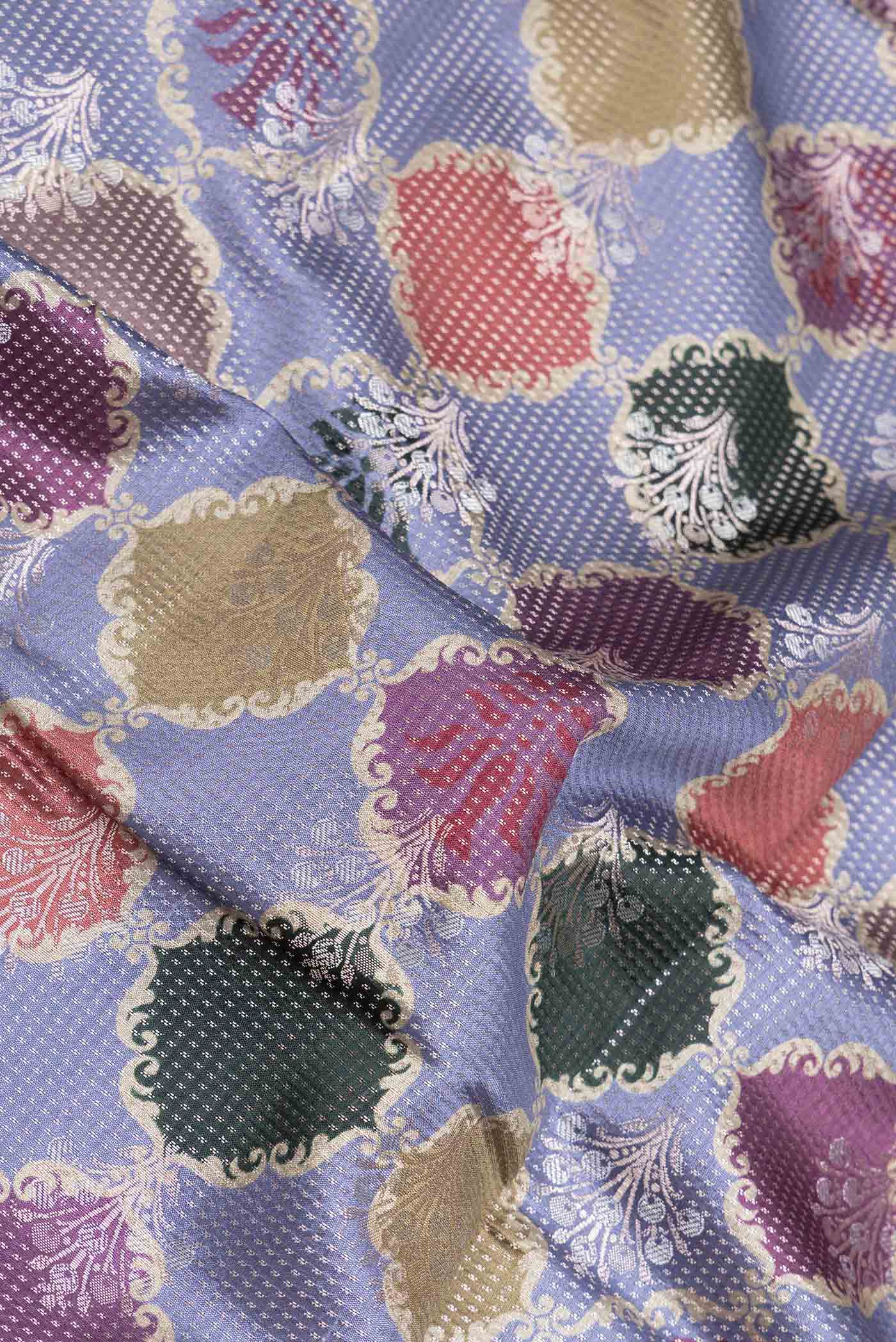 Lilac Banarasi Raw Silk Saree - Image 2