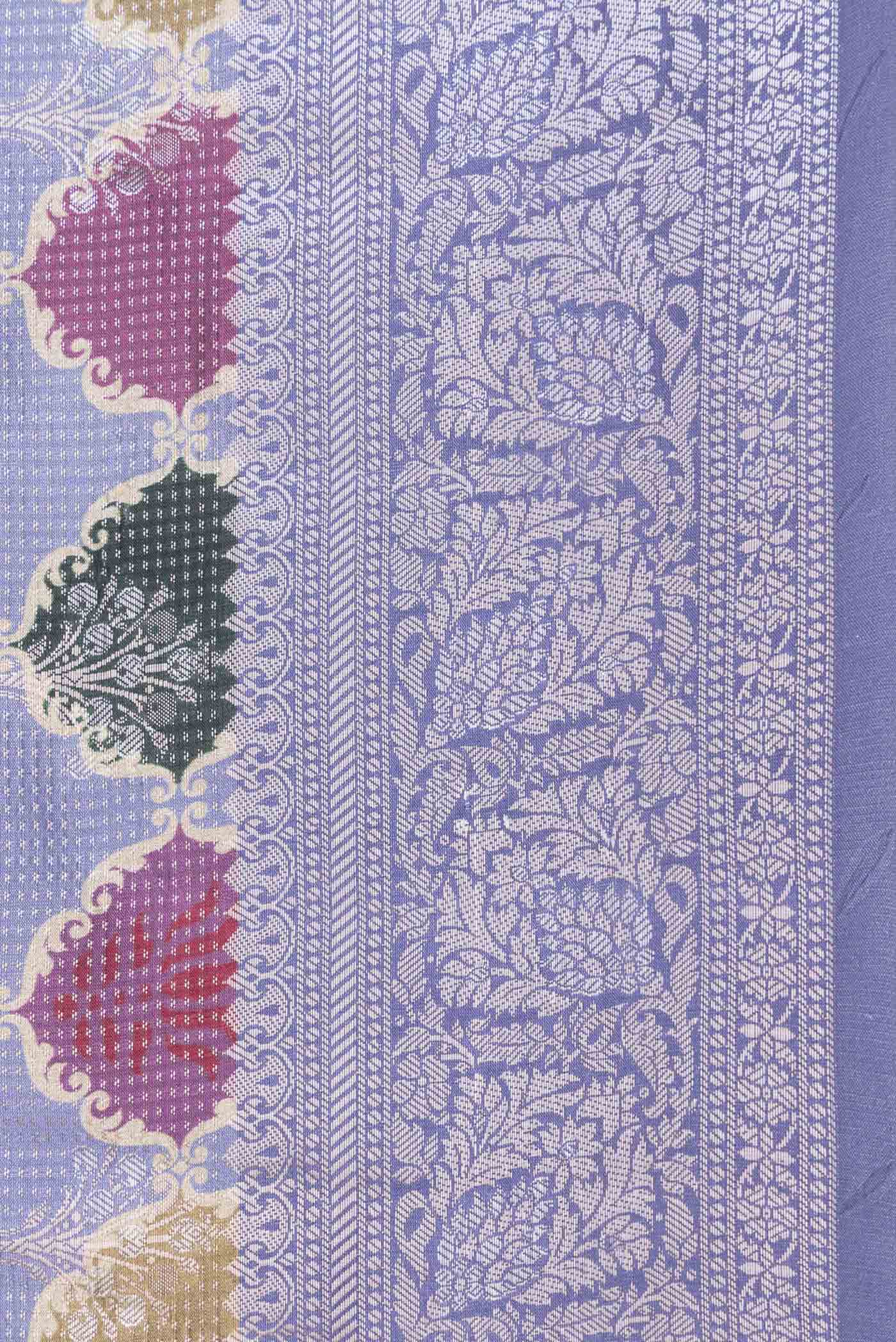 Lilac Banarasi Raw Silk Saree - Image 3