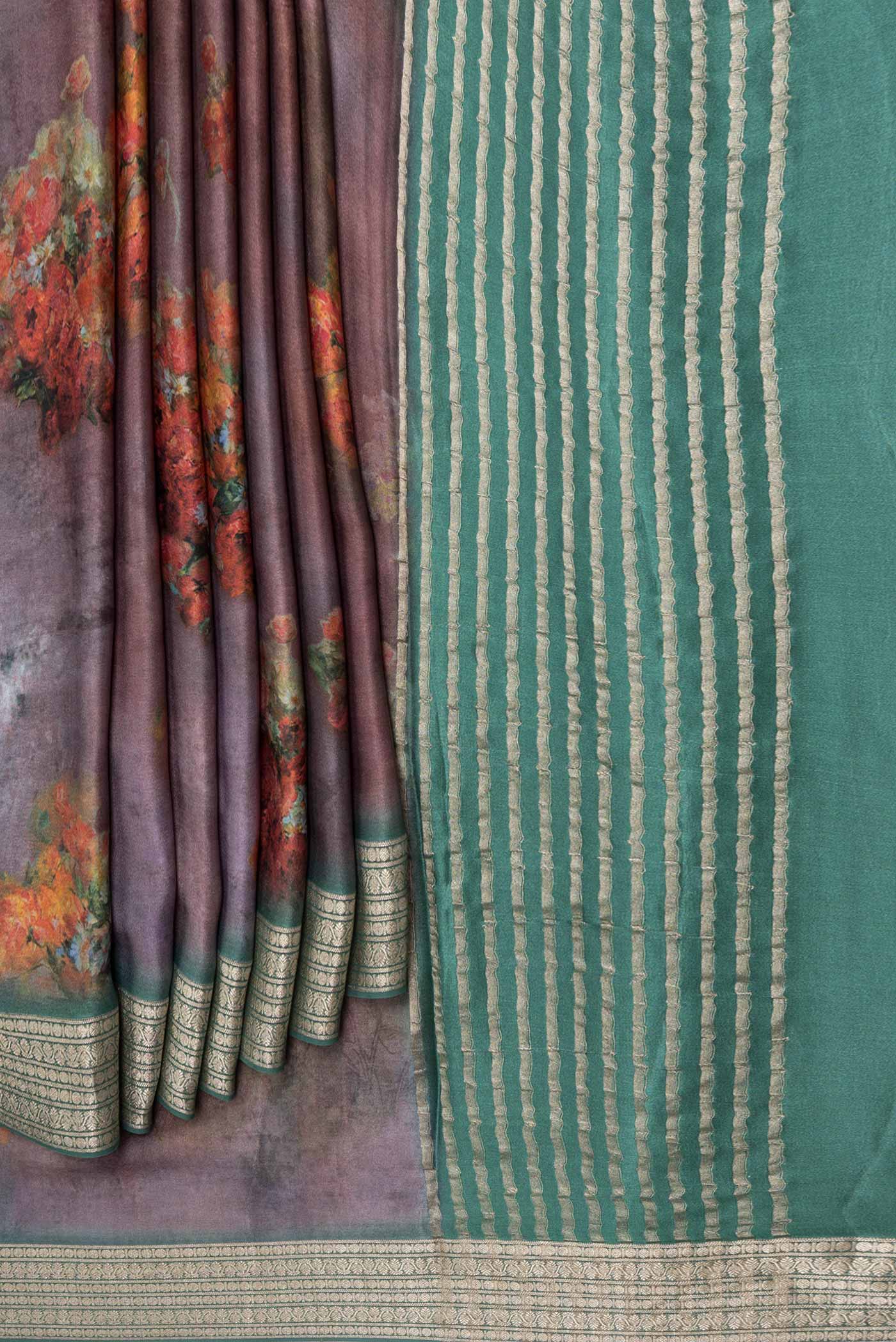 Mauve Satin Silk Saree - Image 4