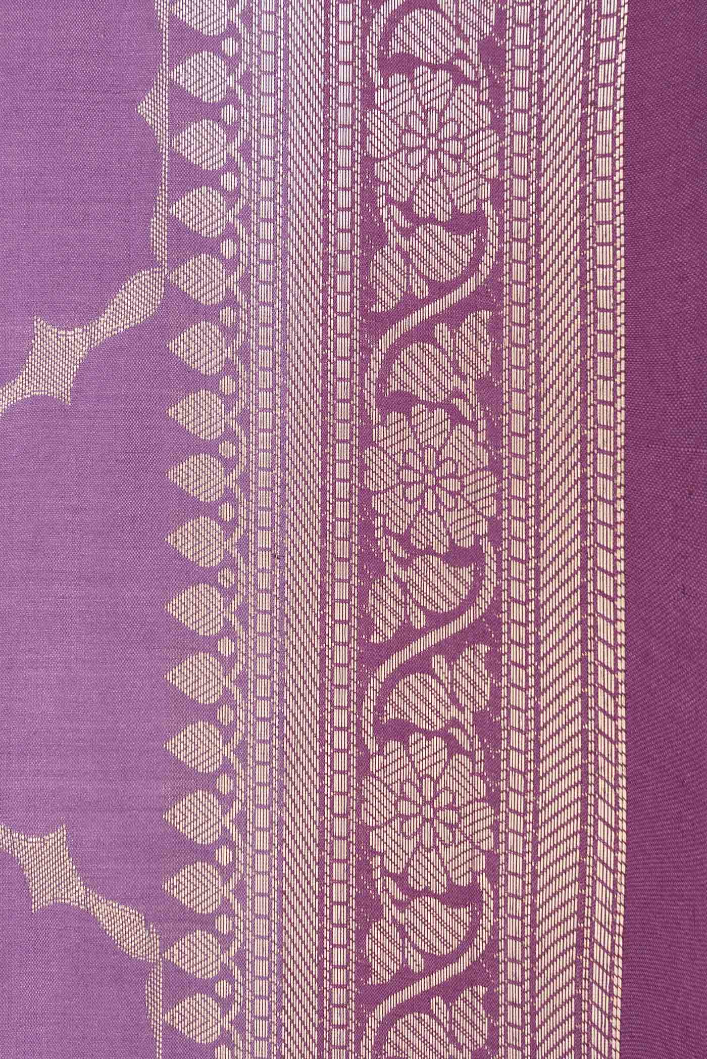 Lavender Banarasi Raw Silk Saree - Image 3