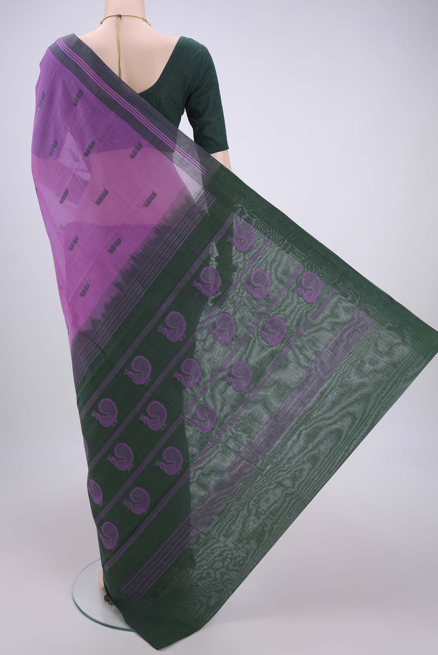Lavender Kanchi Cotton Saree - Image 3