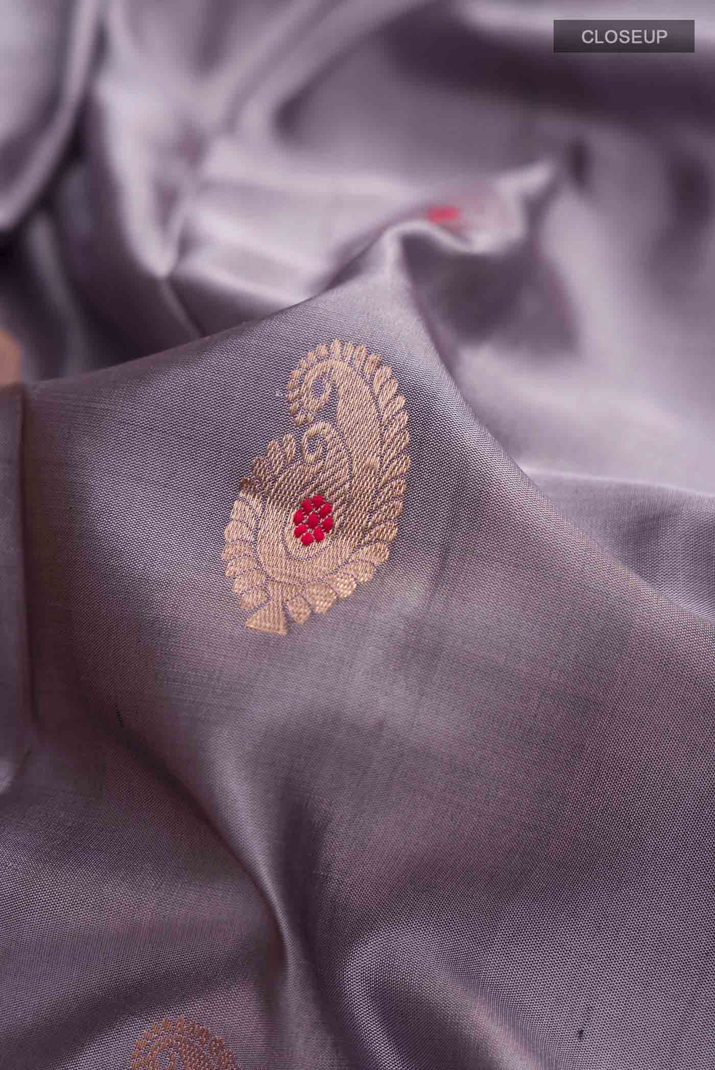 Grey Kanjivaram Silk Saree - Image 2