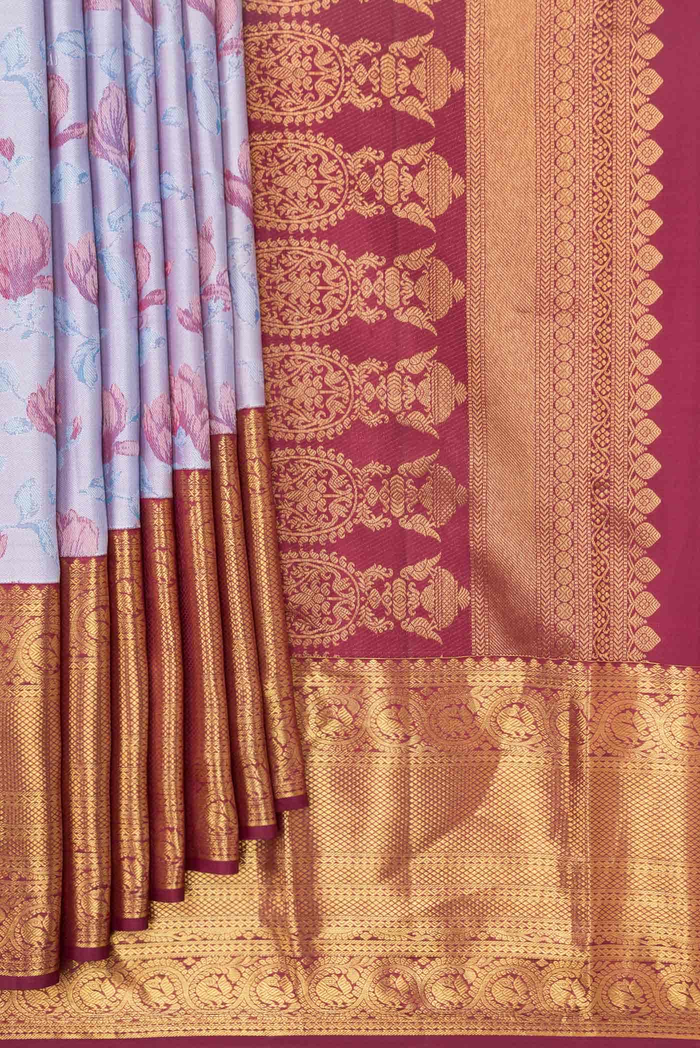 Lavender Kanjivaram Silk Saree - Image 2
