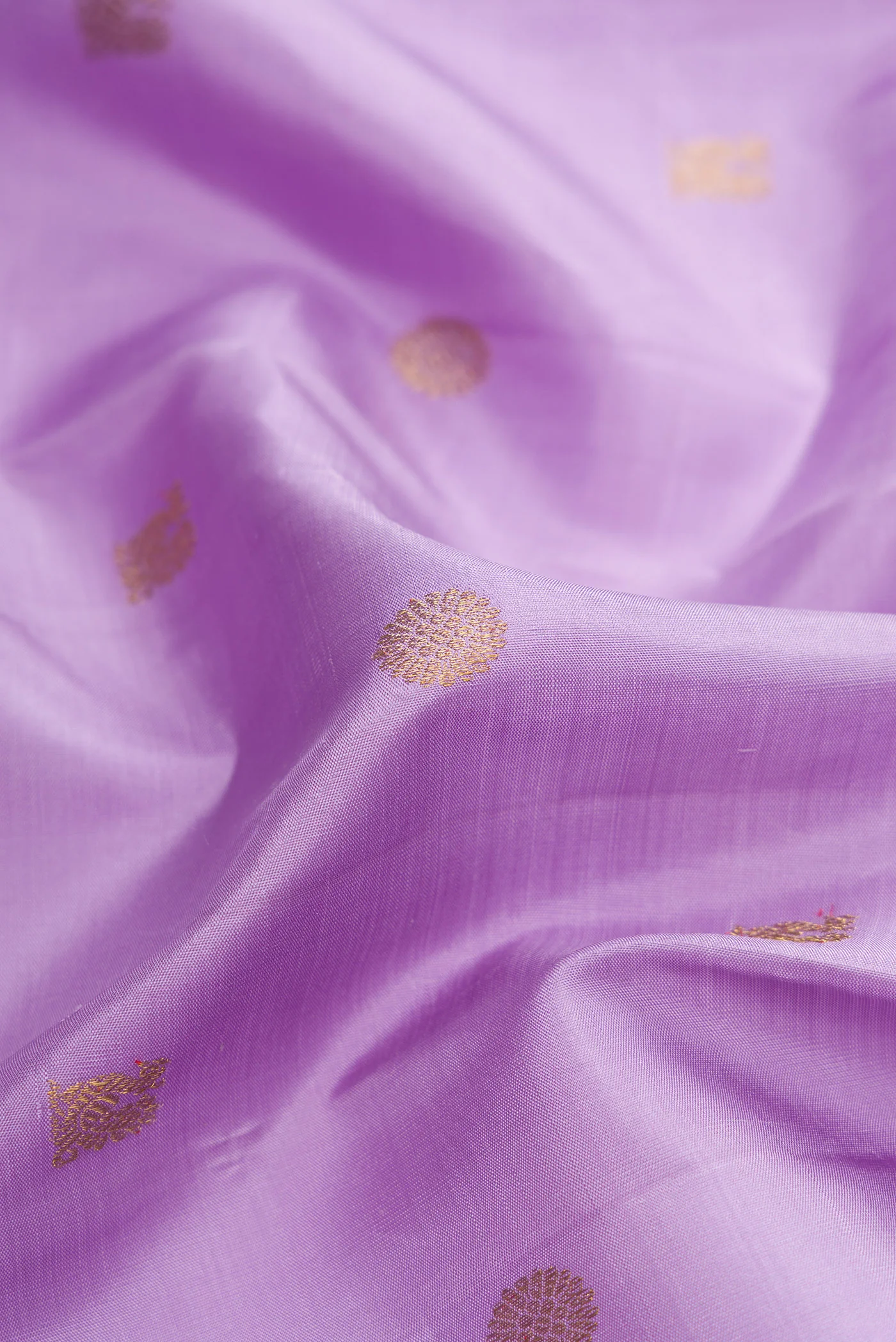 Pure Silk Pure Zari Lavender Kanchipuram Saree - Image 2