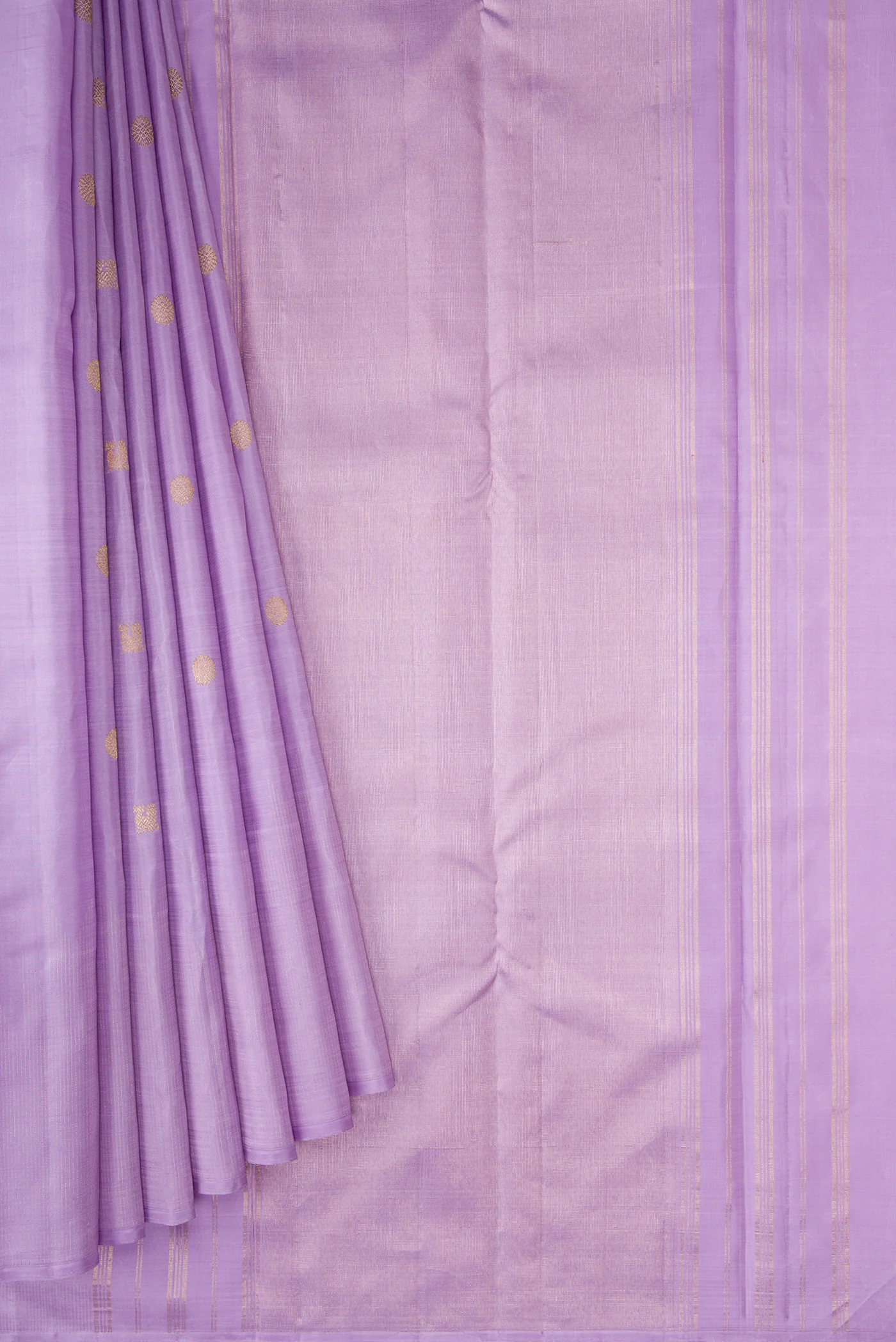 Pure Silk Pure Zari Lavender Kanchipuram Saree - Image 4