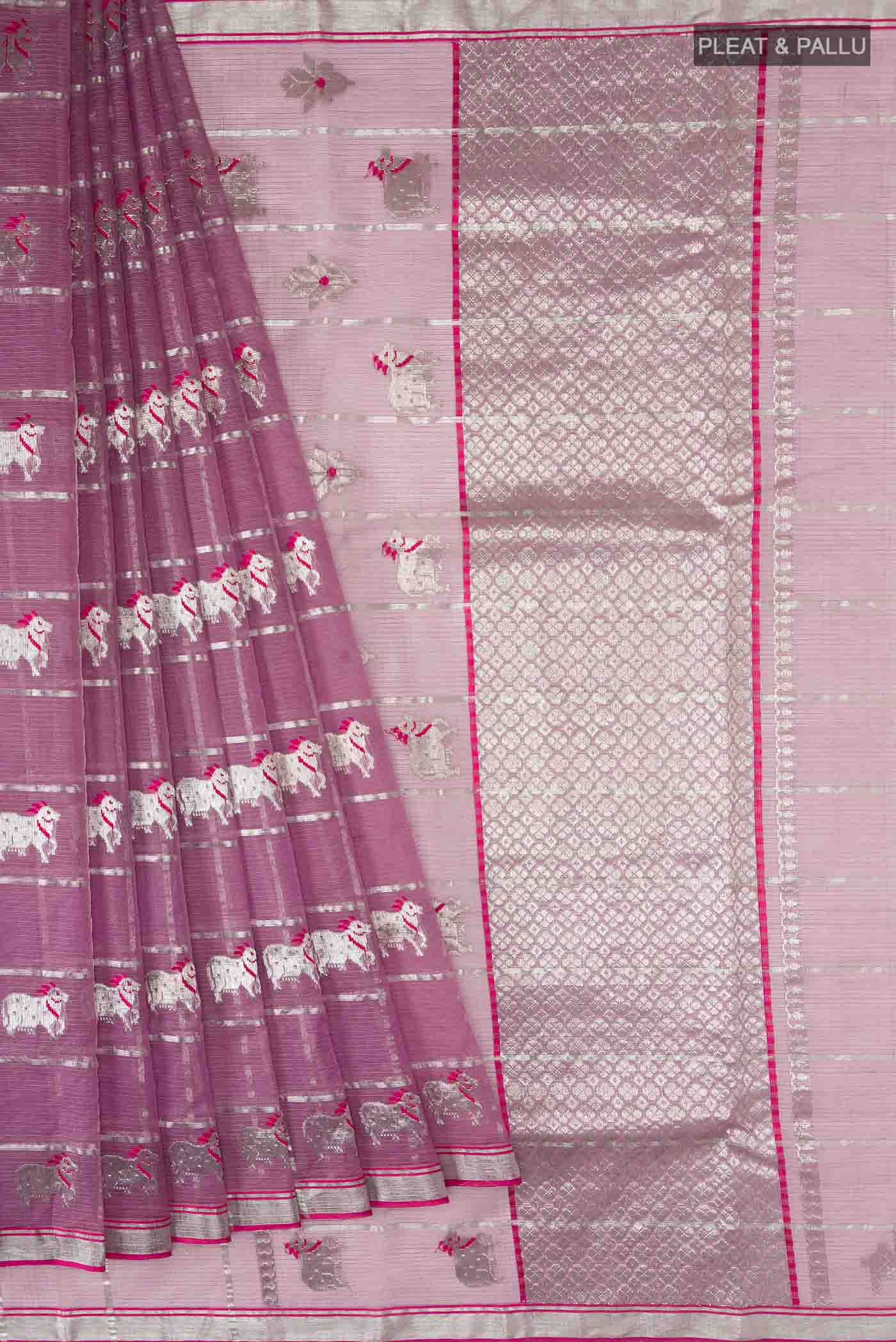 Lavender Kota Silk Saree - Image 4