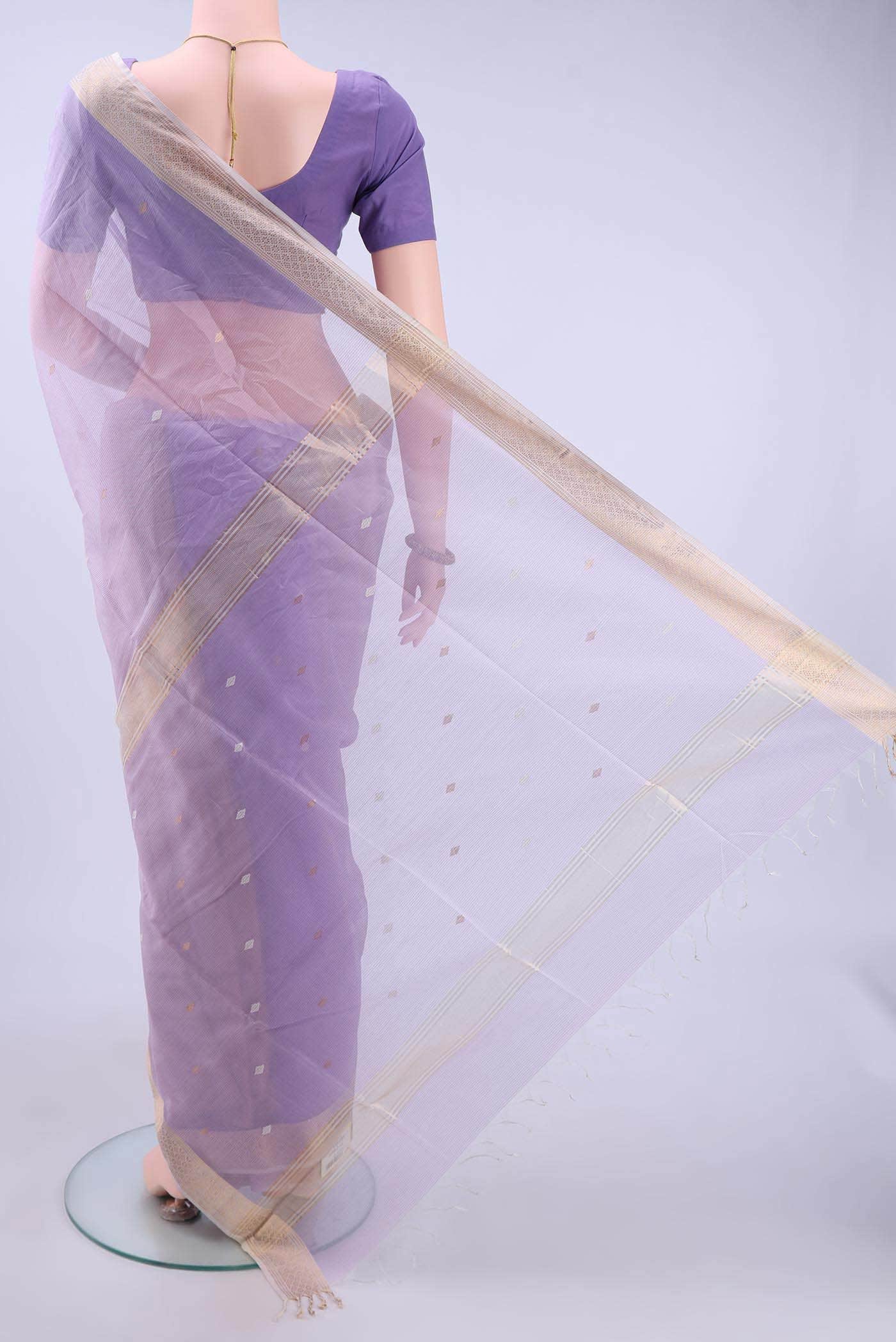 Lavender Maheshwari Silk Saree - Image 2