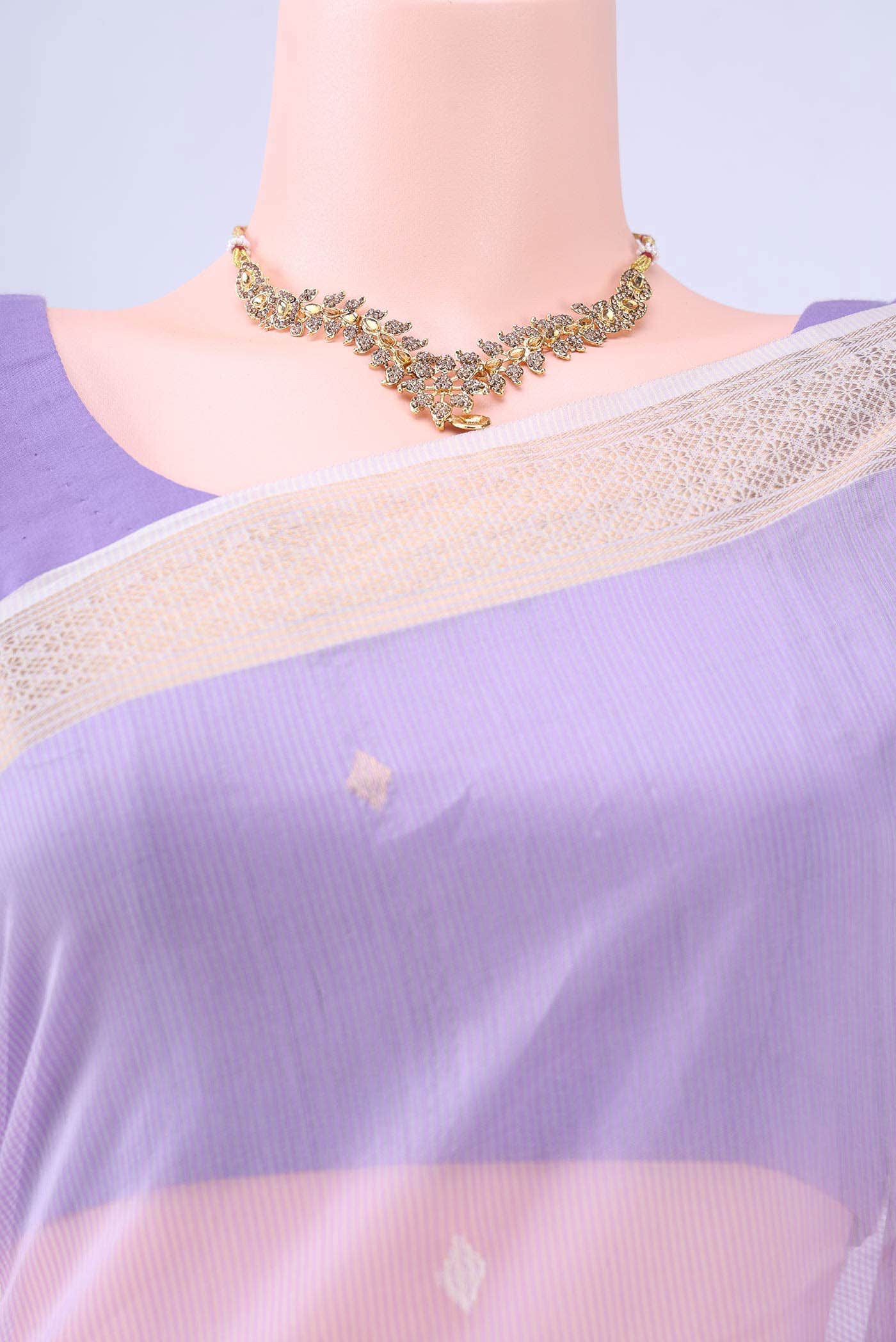 Lavender Maheshwari Silk Saree - Image 3