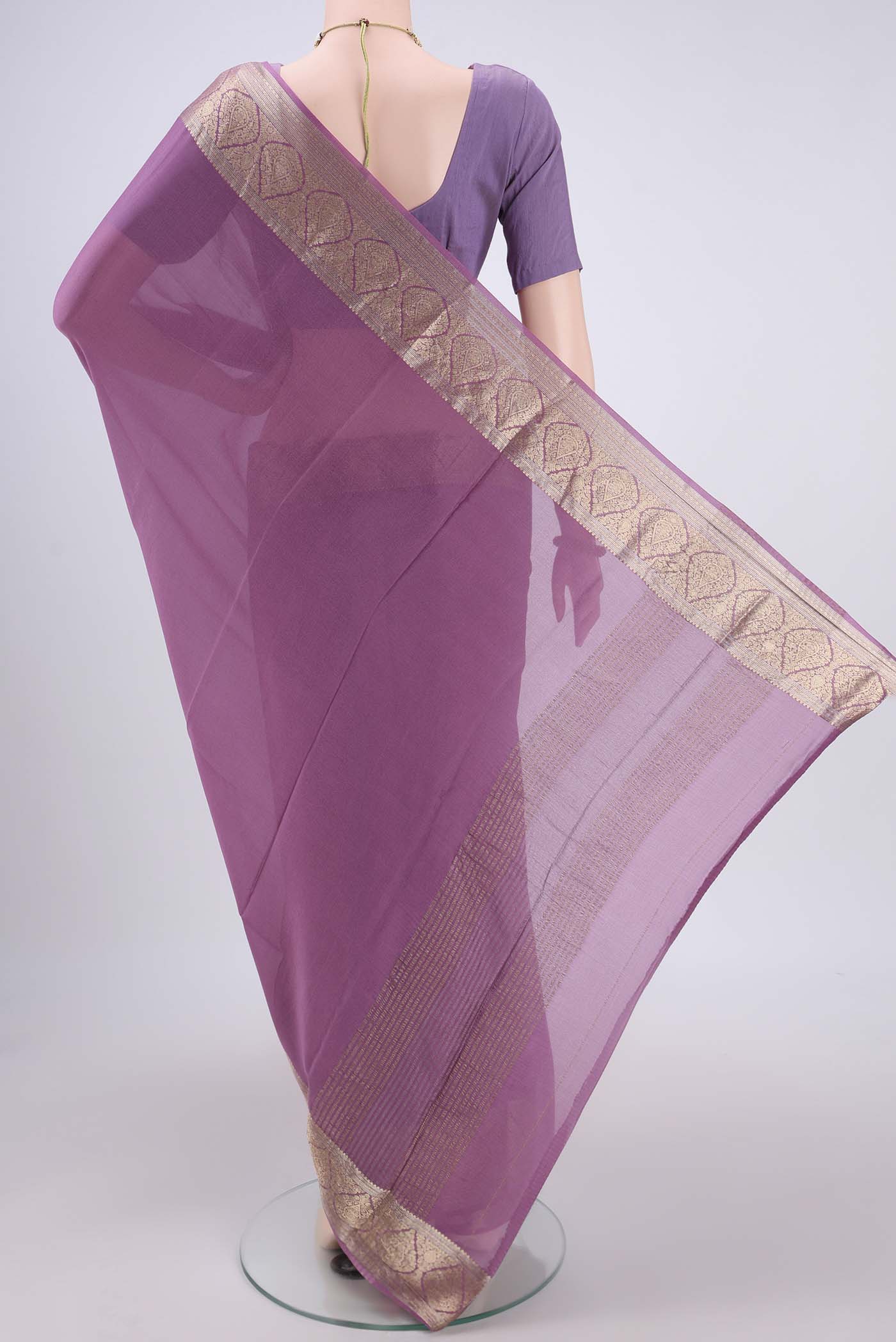 Lavender Mysore Chiffon Saree - Image 3