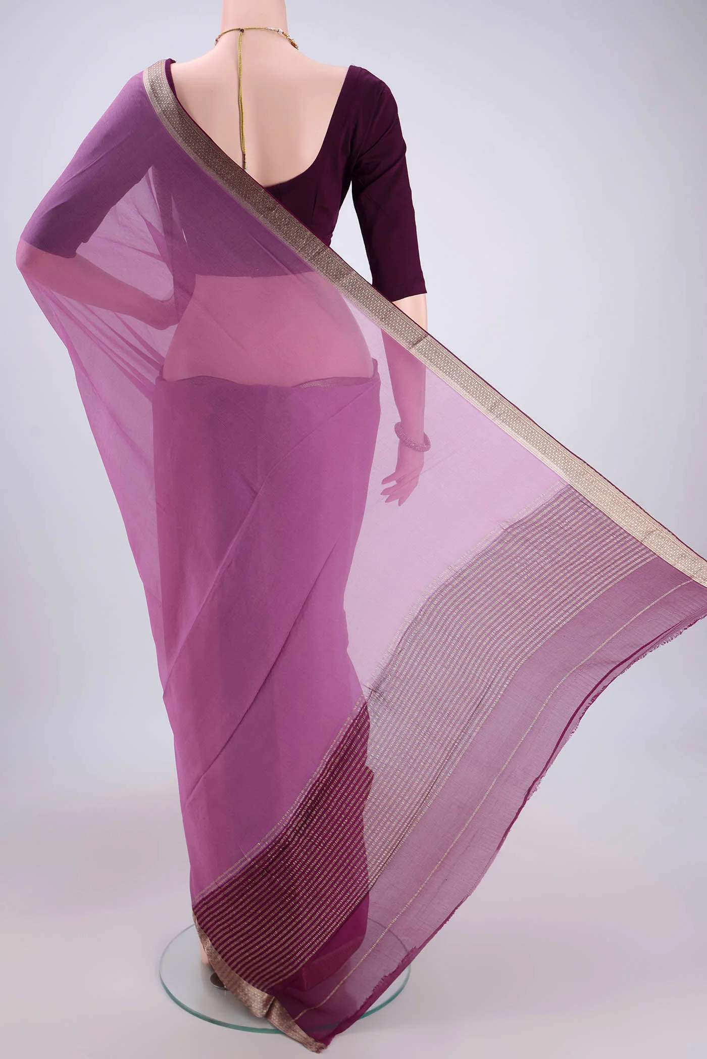 Lavender Mysore Chiffon Saree - Image 3