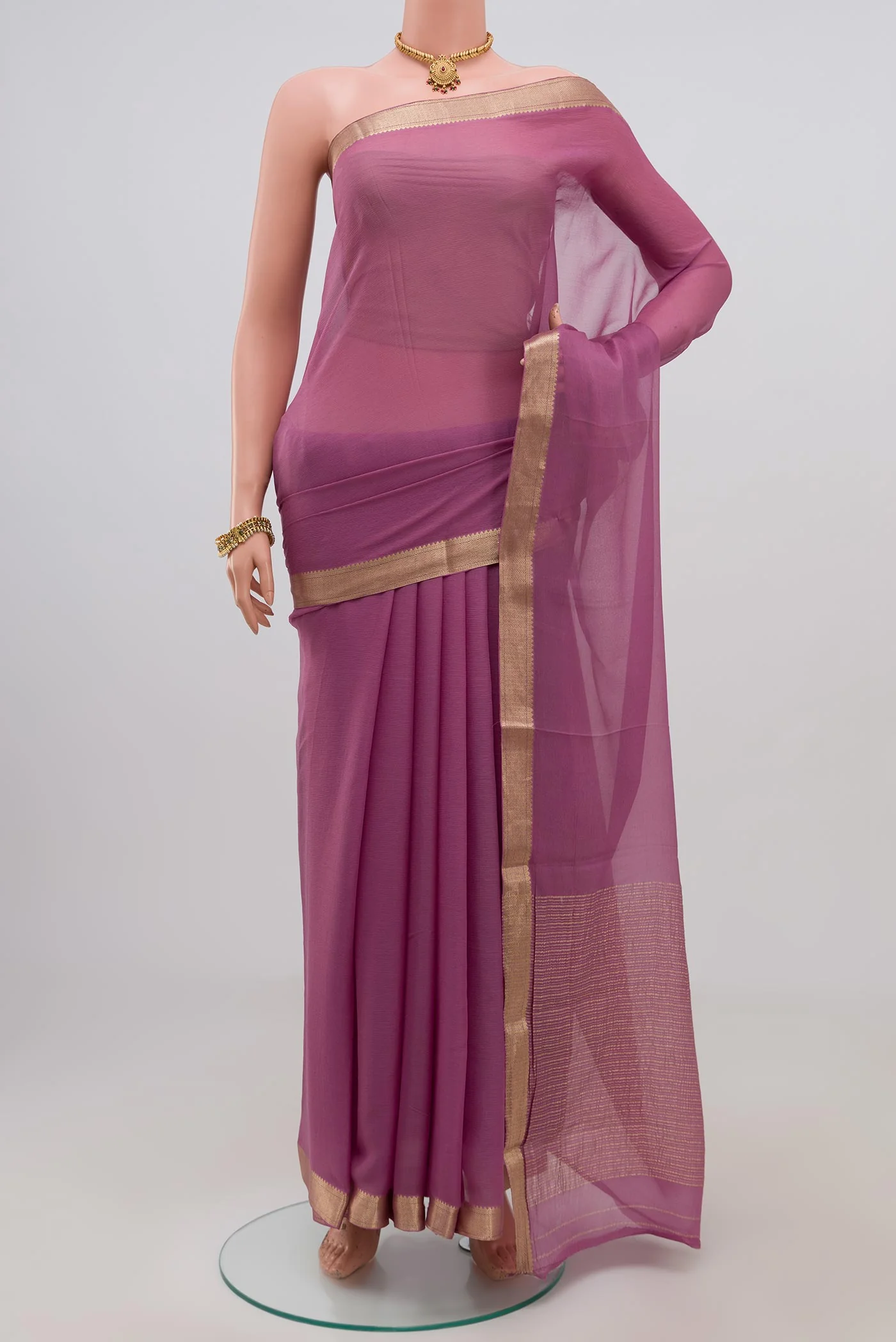 Lavender Mysore Chiffon Saree