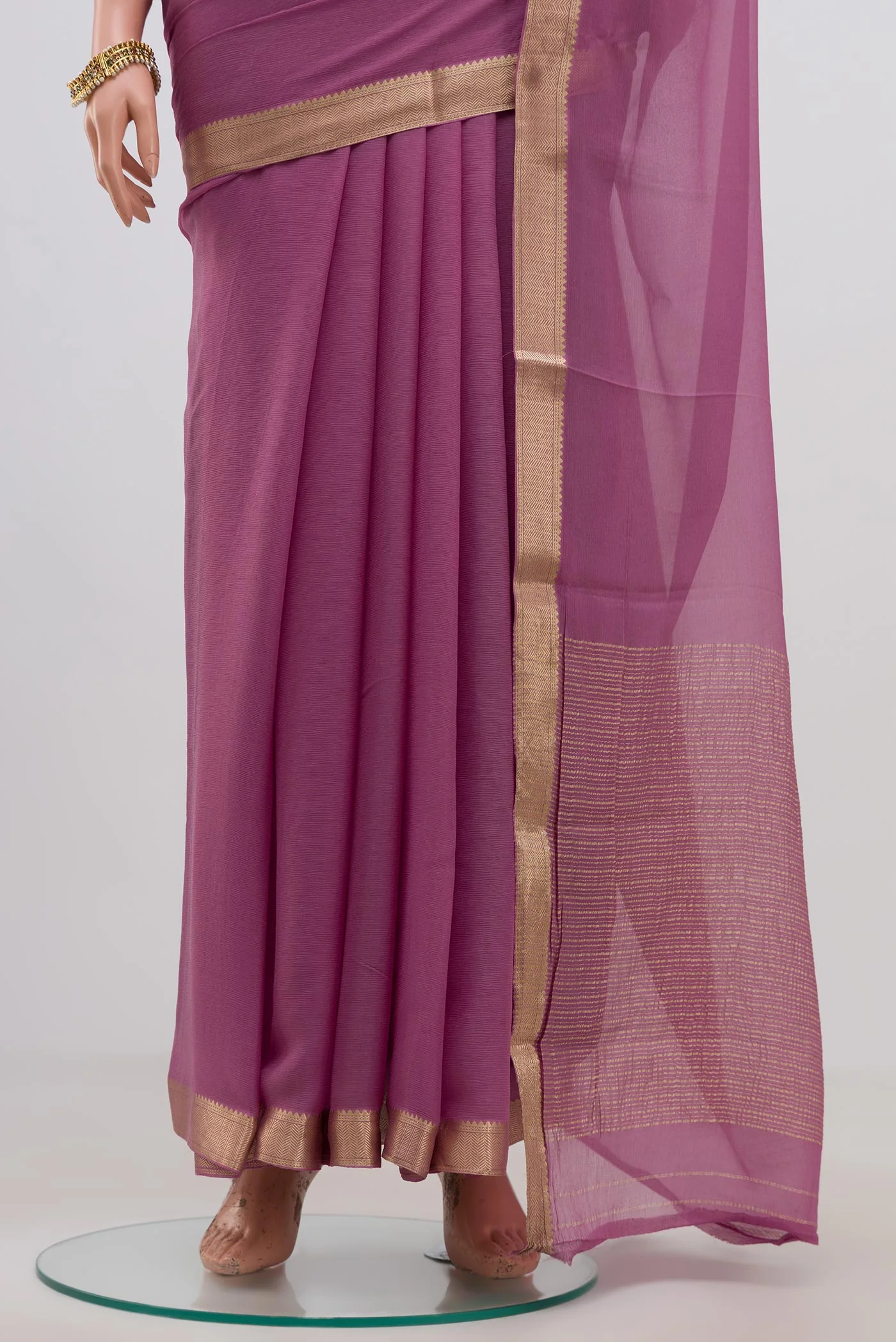 Lavender Mysore Chiffon Saree - Image 3