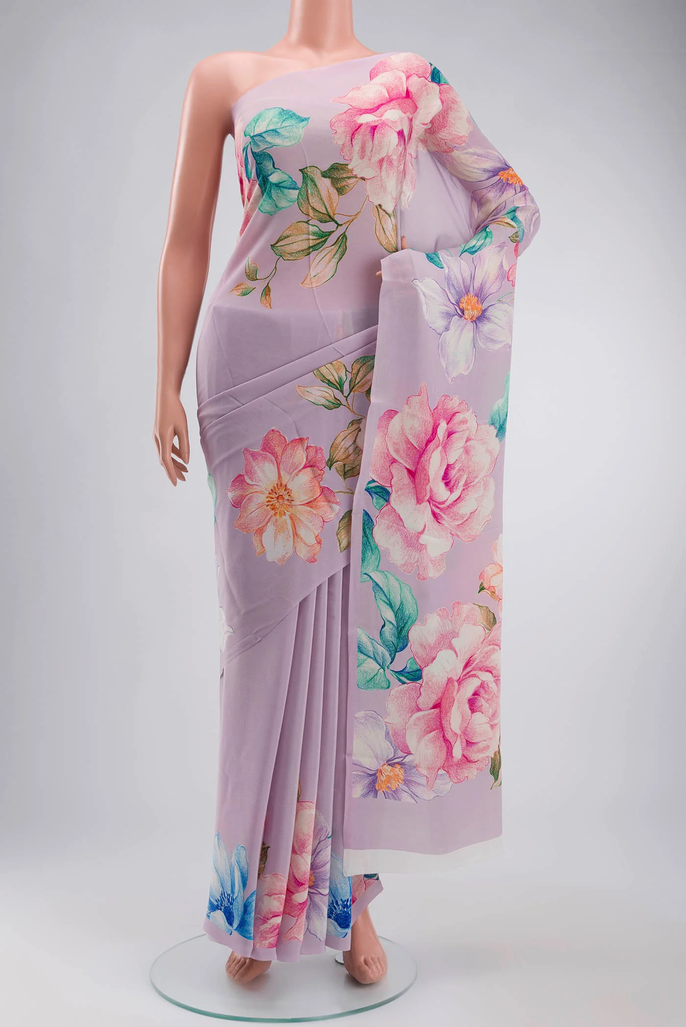 Lavender Mysore Crepe Saree