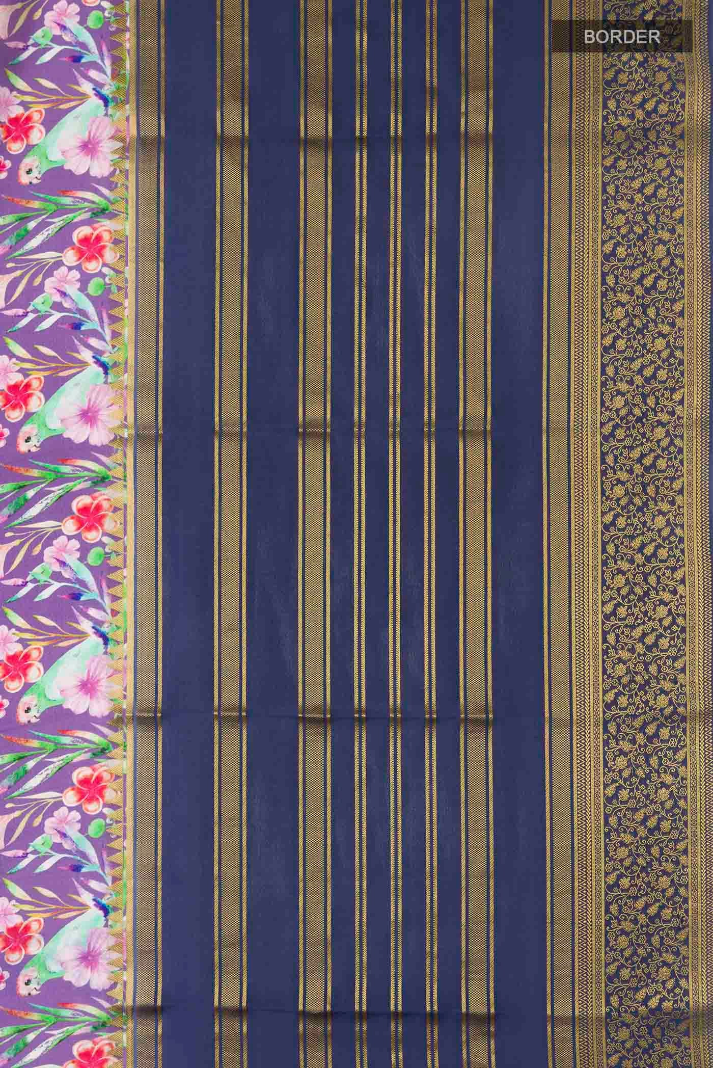Lavender Mysore Crepe Saree - Image 3