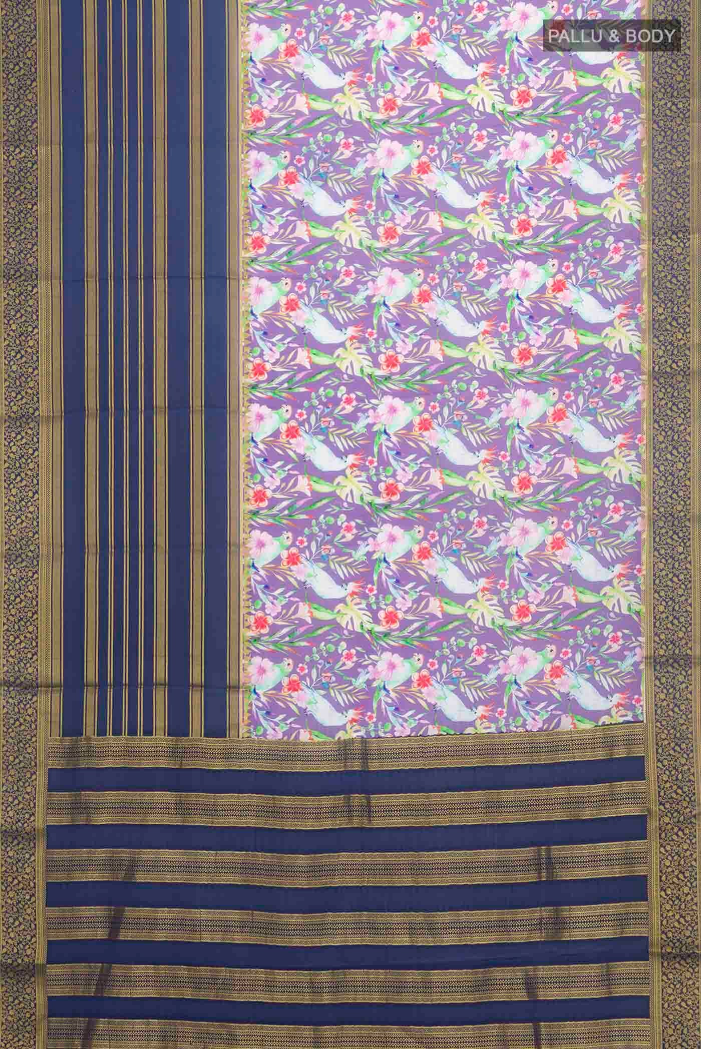 Lavender Mysore Crepe Saree - Image 5