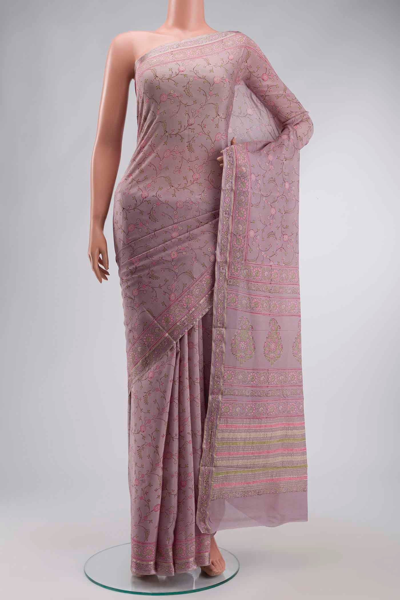 Lavender Mysore Crepe Saree
