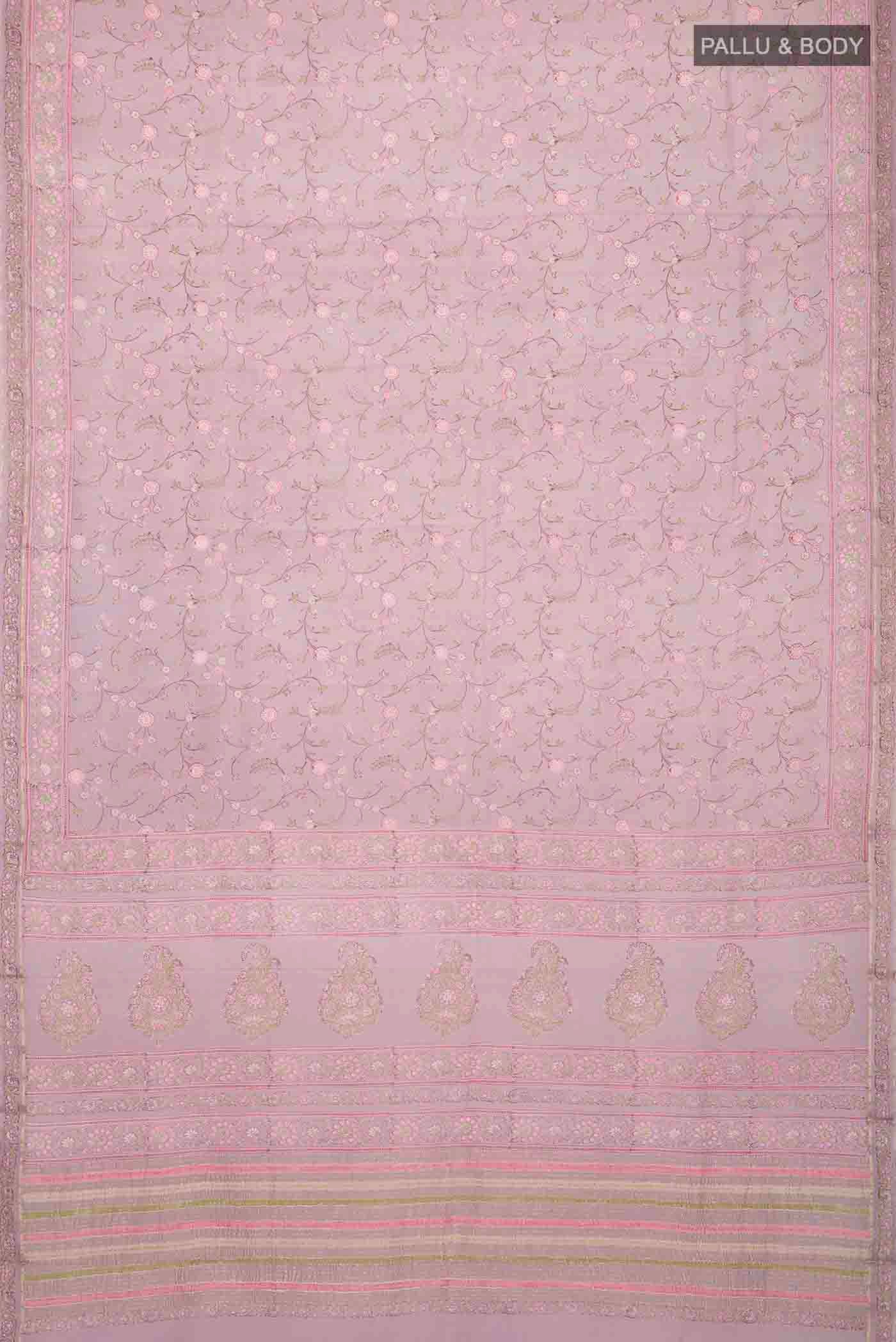 Lavender Mysore Crepe Saree - Image 5