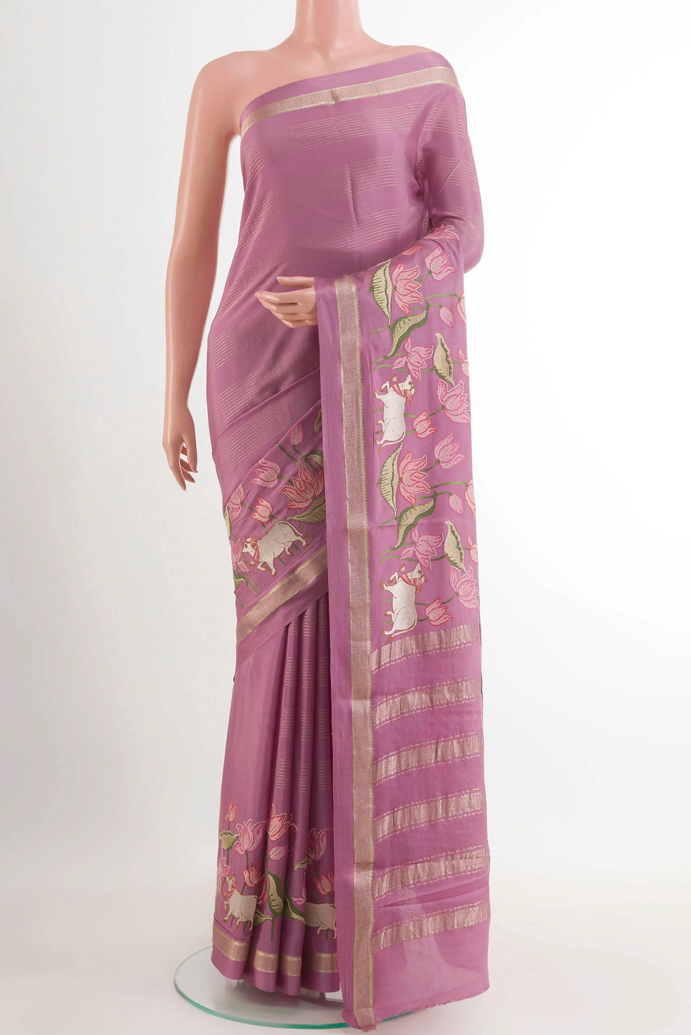 Lavender Mysore Crepe Saree
