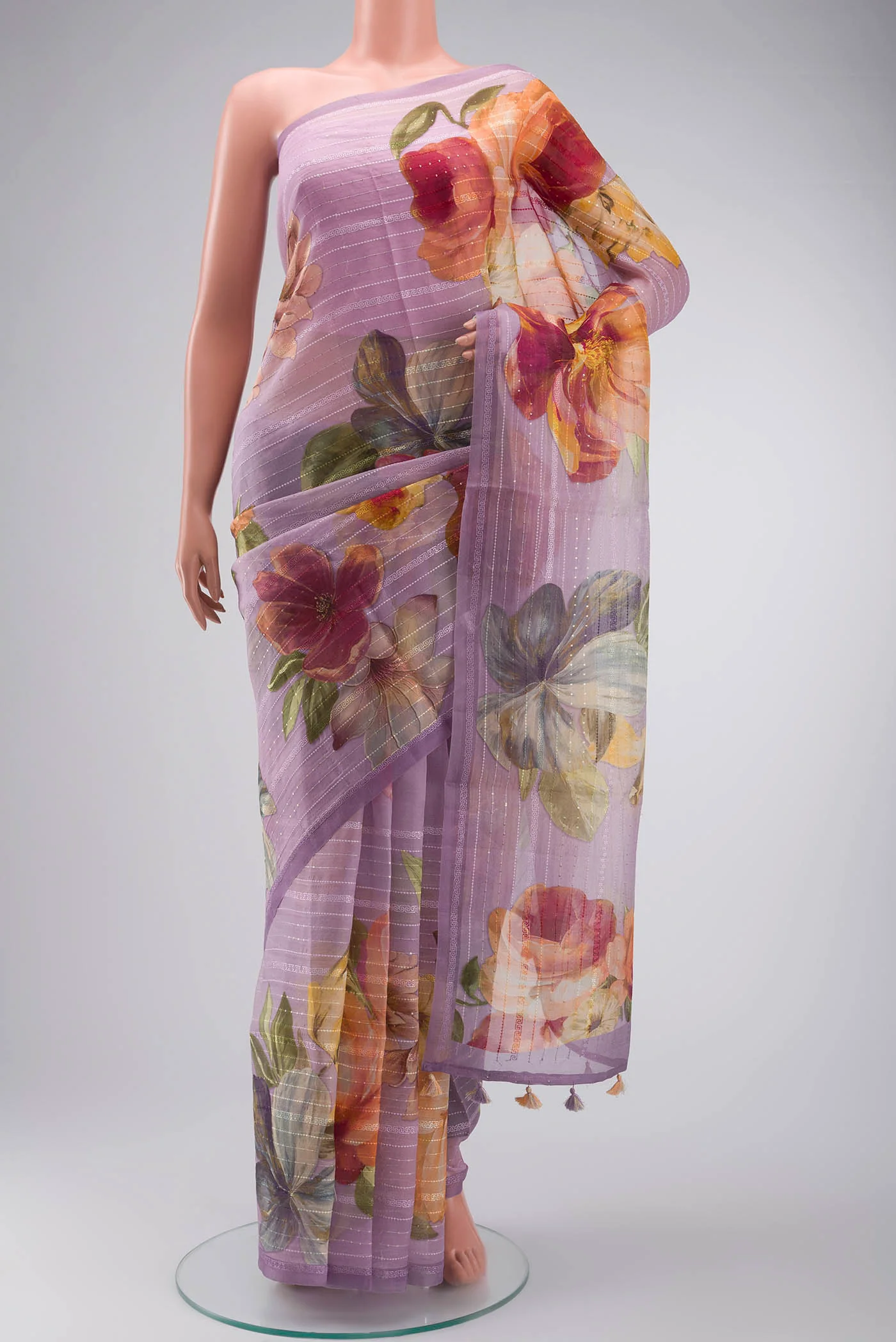 Lavender Organza Silk Saree