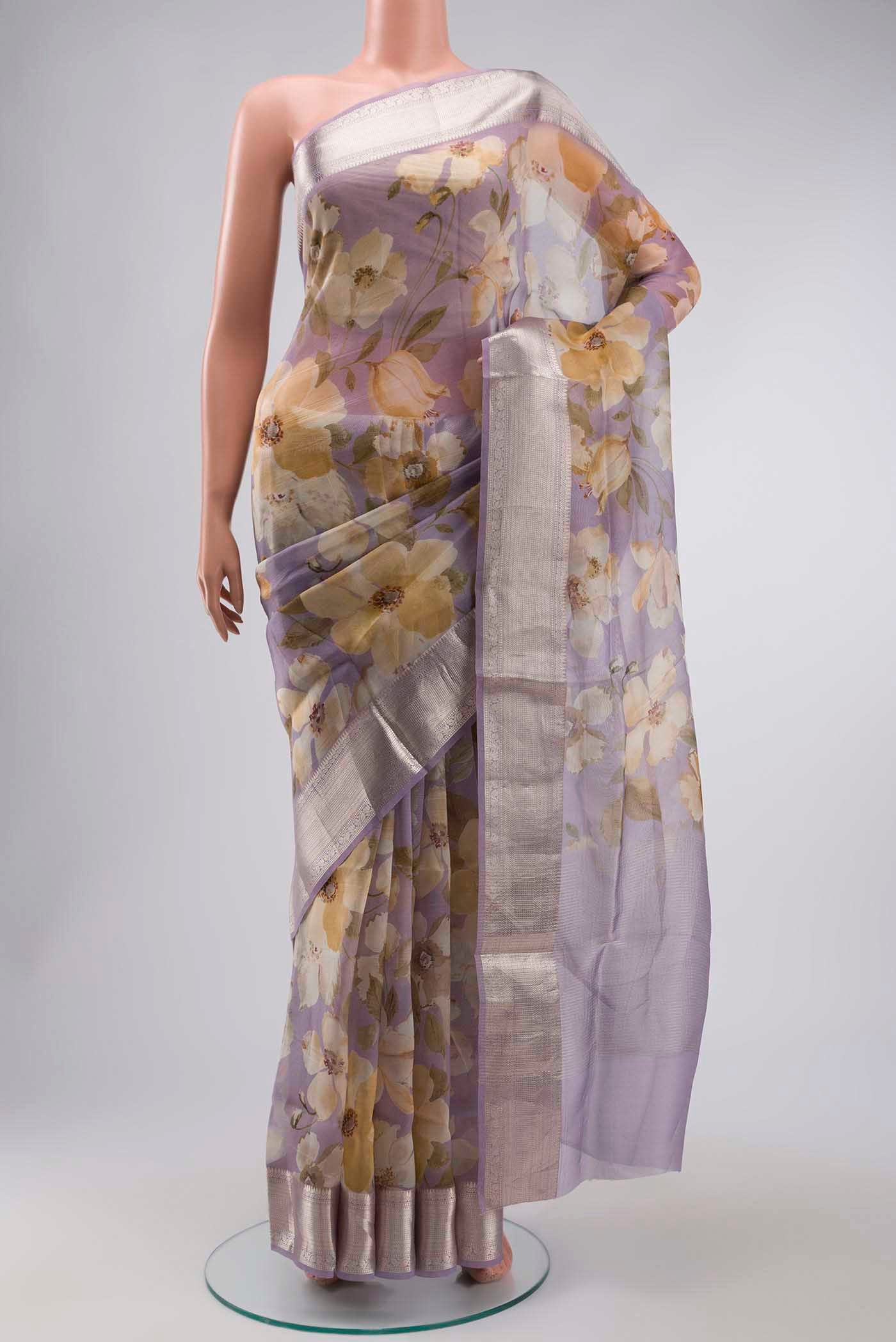 Lavender Organza Silk Saree
