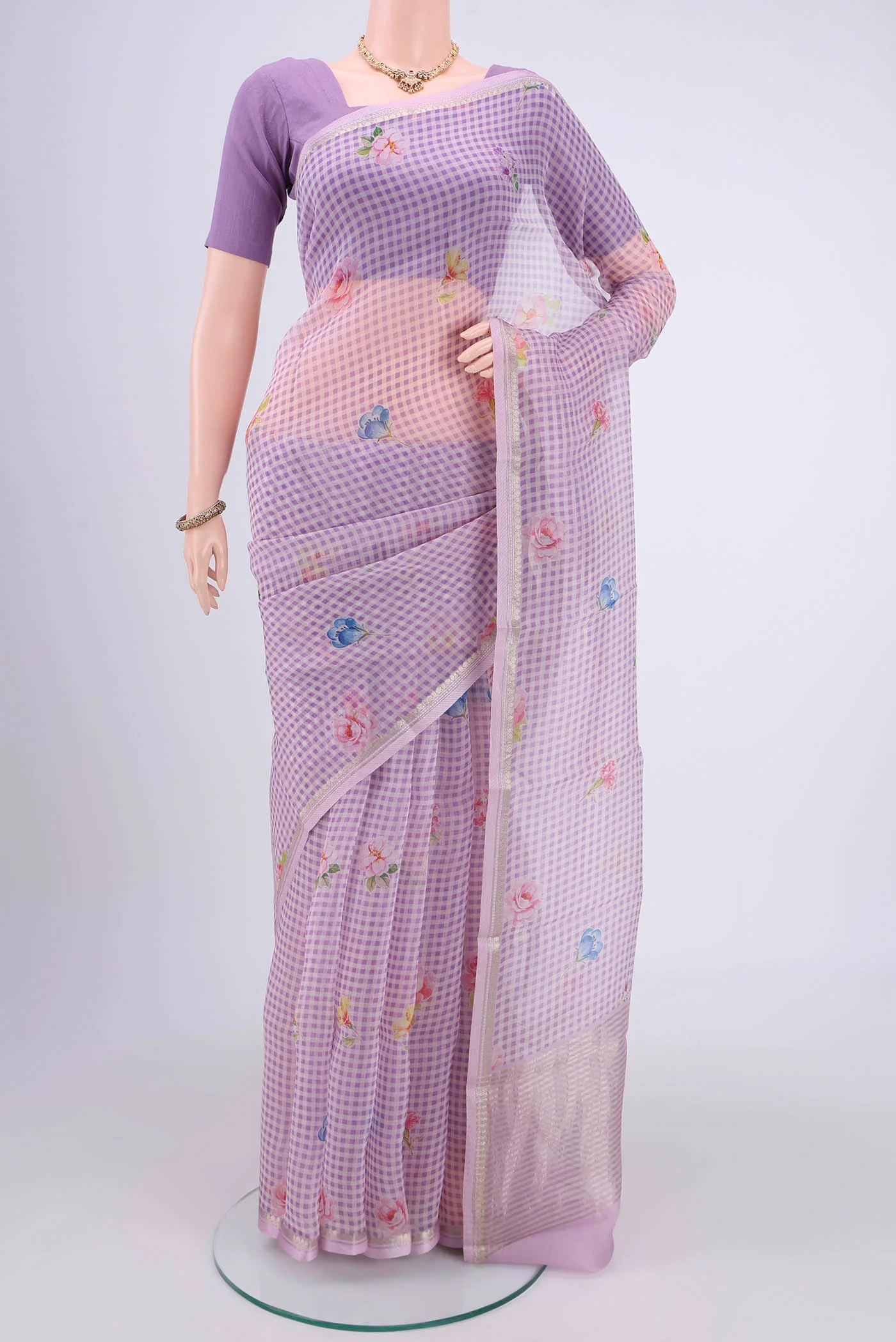 Lavender Organza Silk Saree