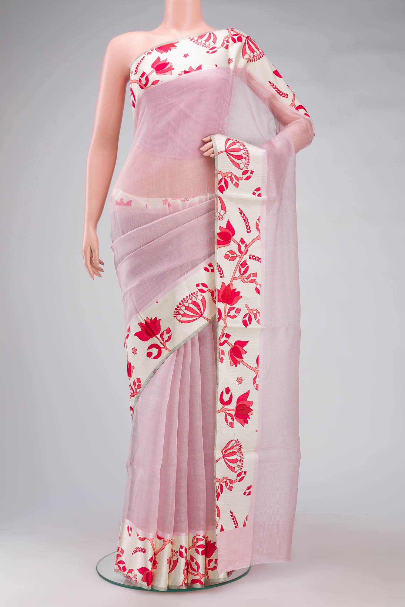 Rose pink Organza Silk Saree