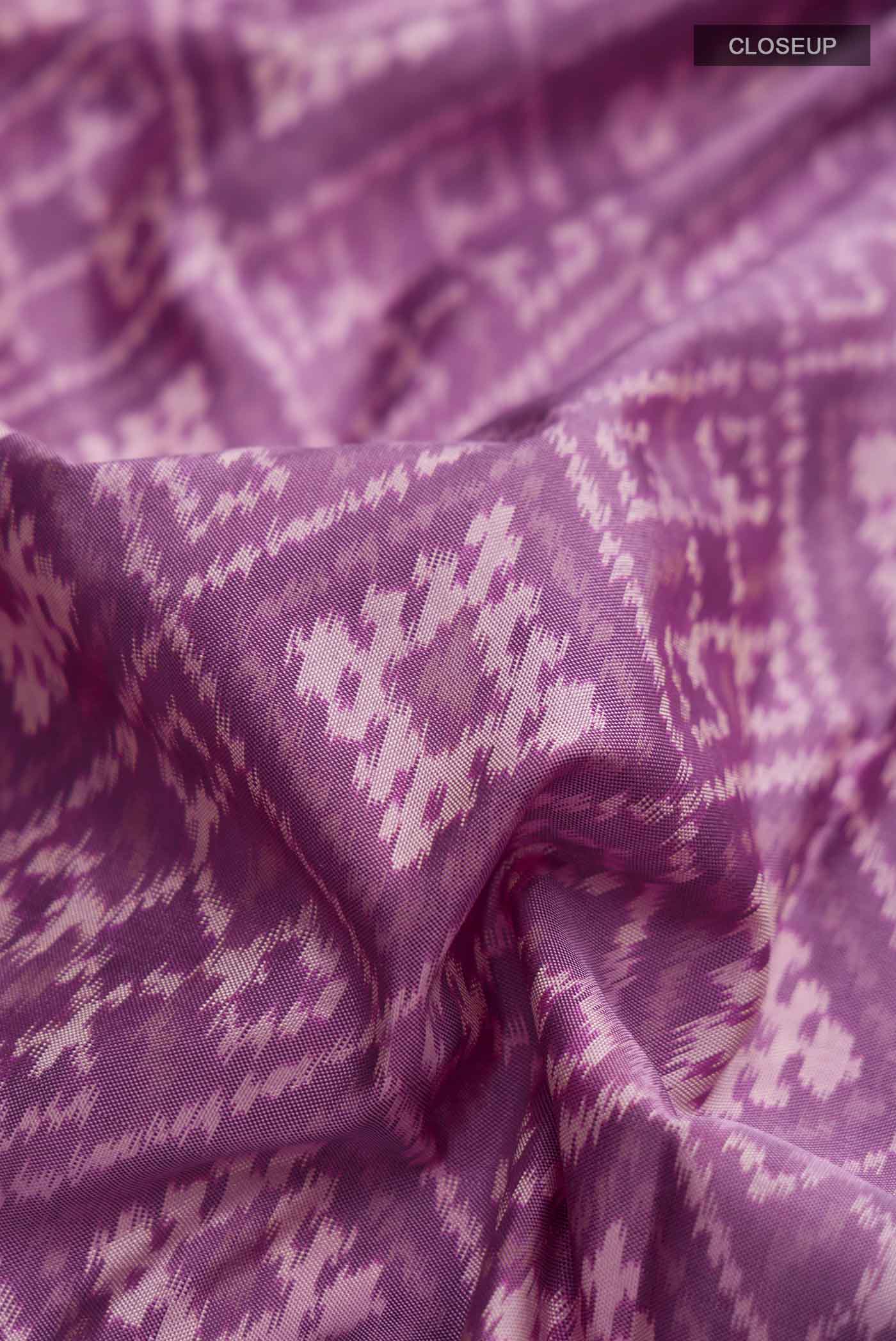 Lavender Pochampally Silk Saree - Image 2