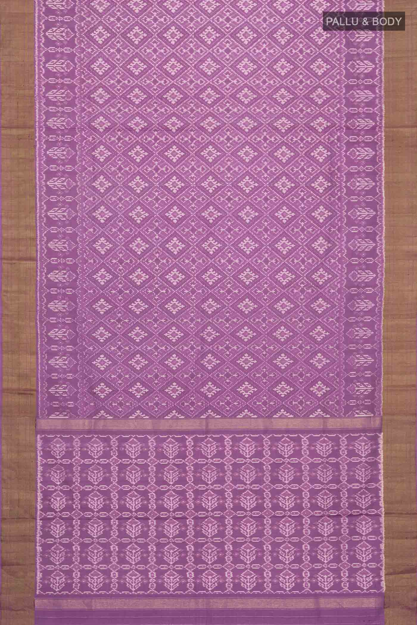 Lavender Pochampally Silk Saree - Image 6