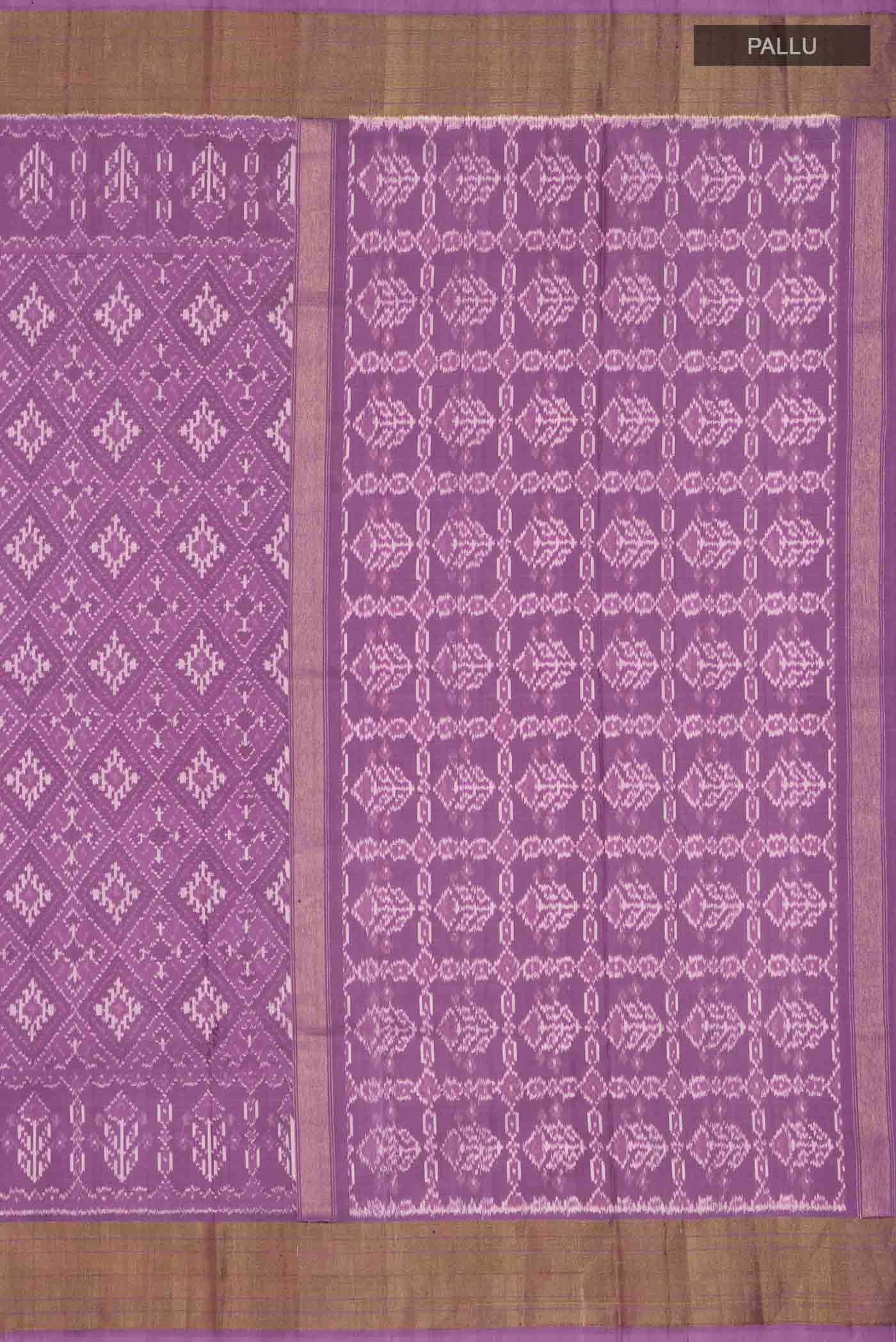 Lavender Pochampally Silk Saree - Image 7