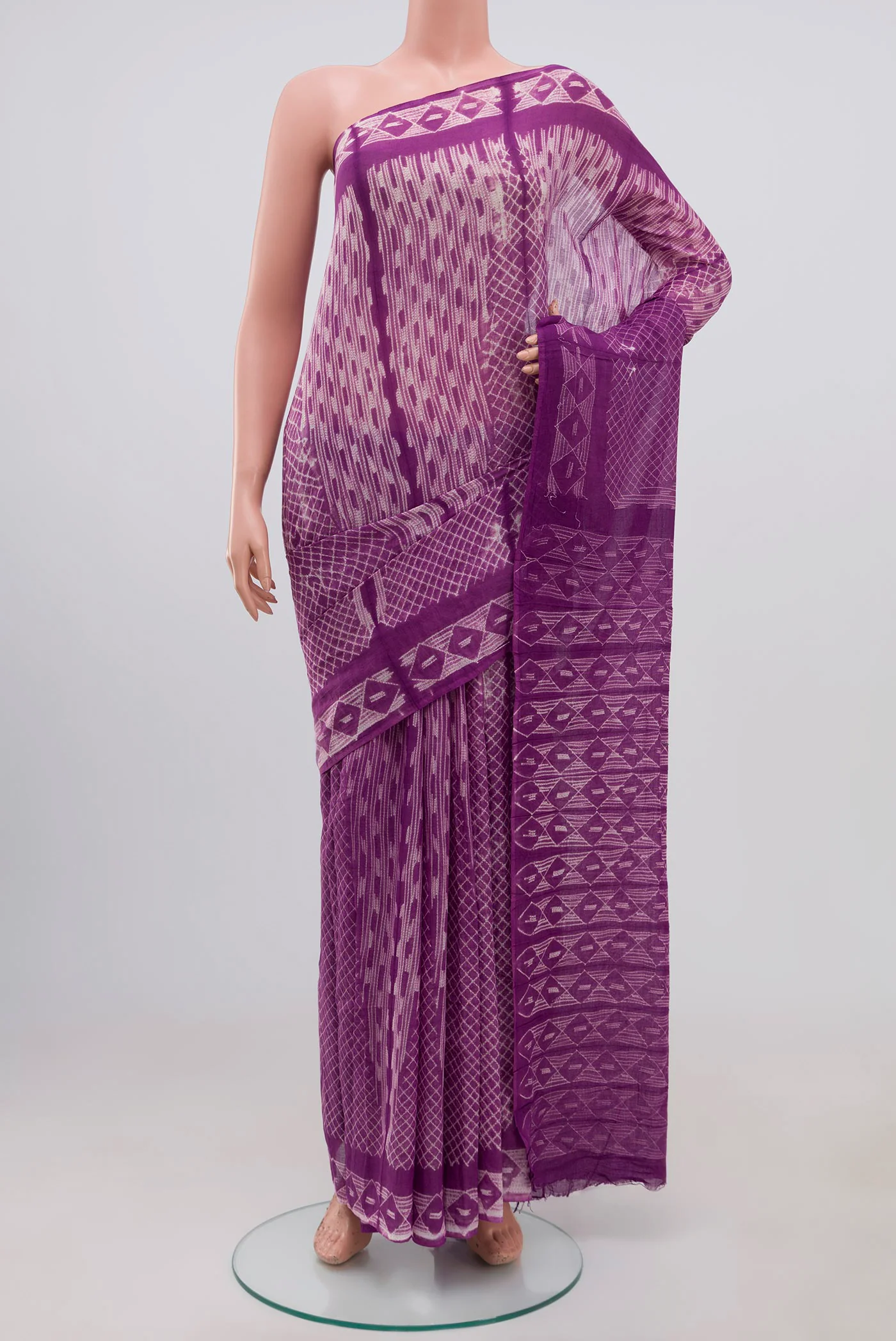 Lavender Printed Cotton Saree