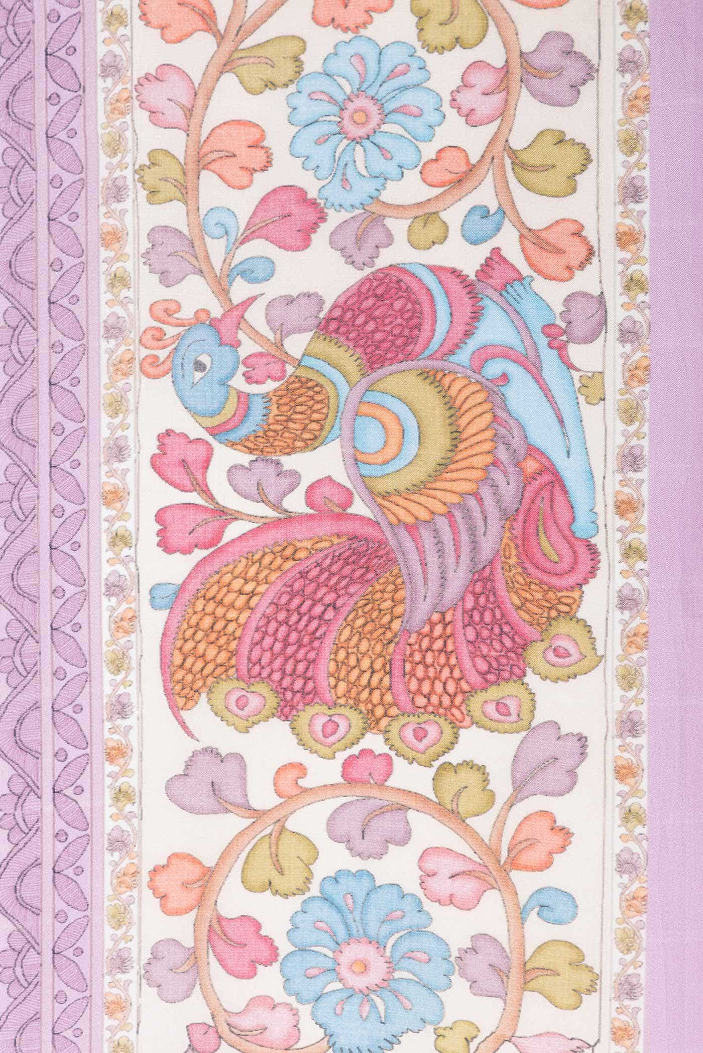 Lavender Printed Silk Saree - Image 3
