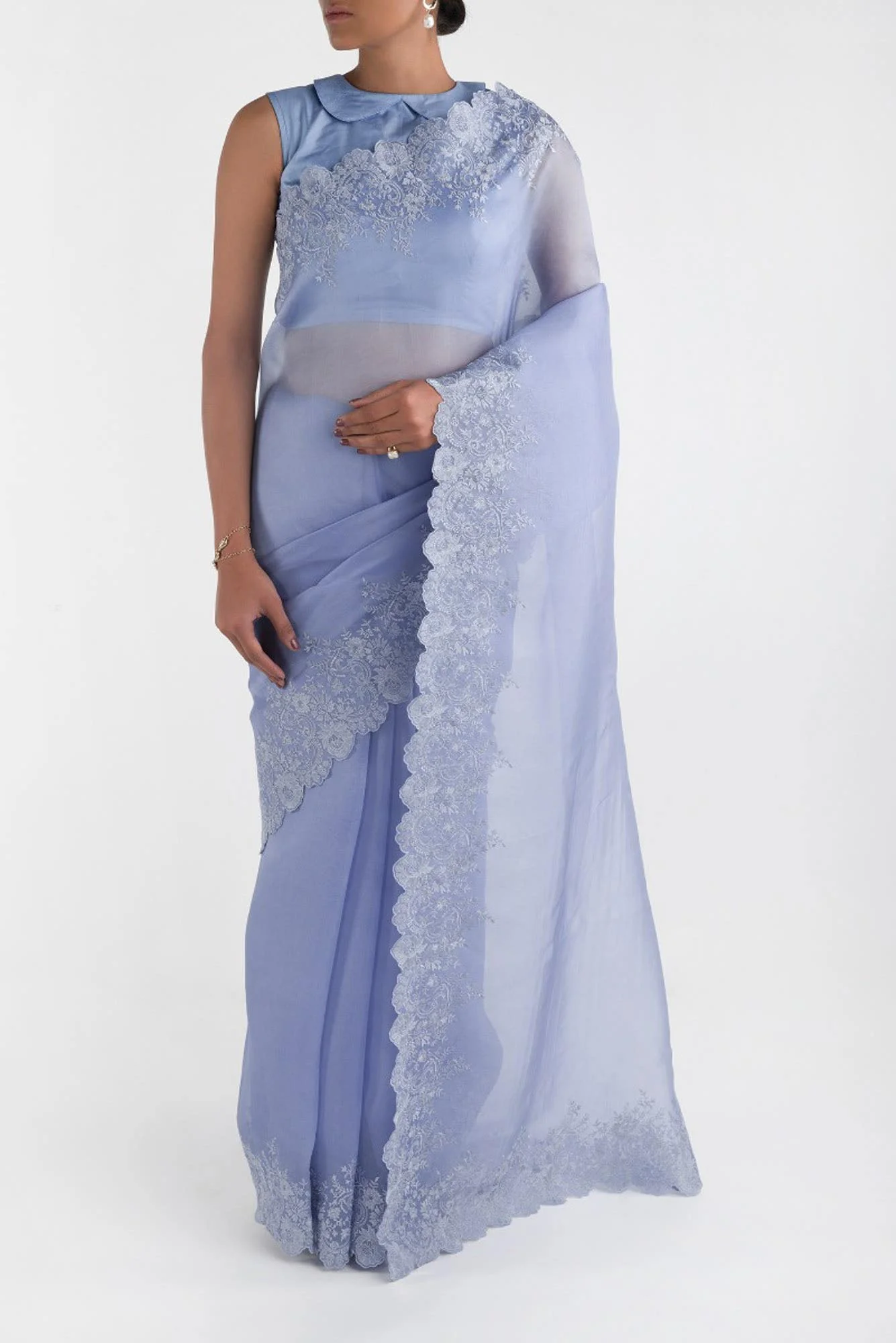 Harmonia Lavender floral design saree from Embroidered Romance Collection by Nalli
