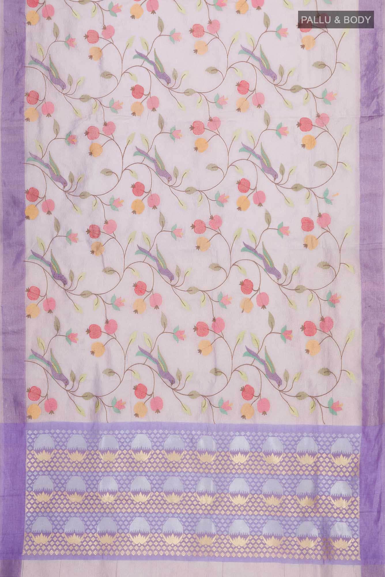 Lavender Tissue Silk Saree - Image 3